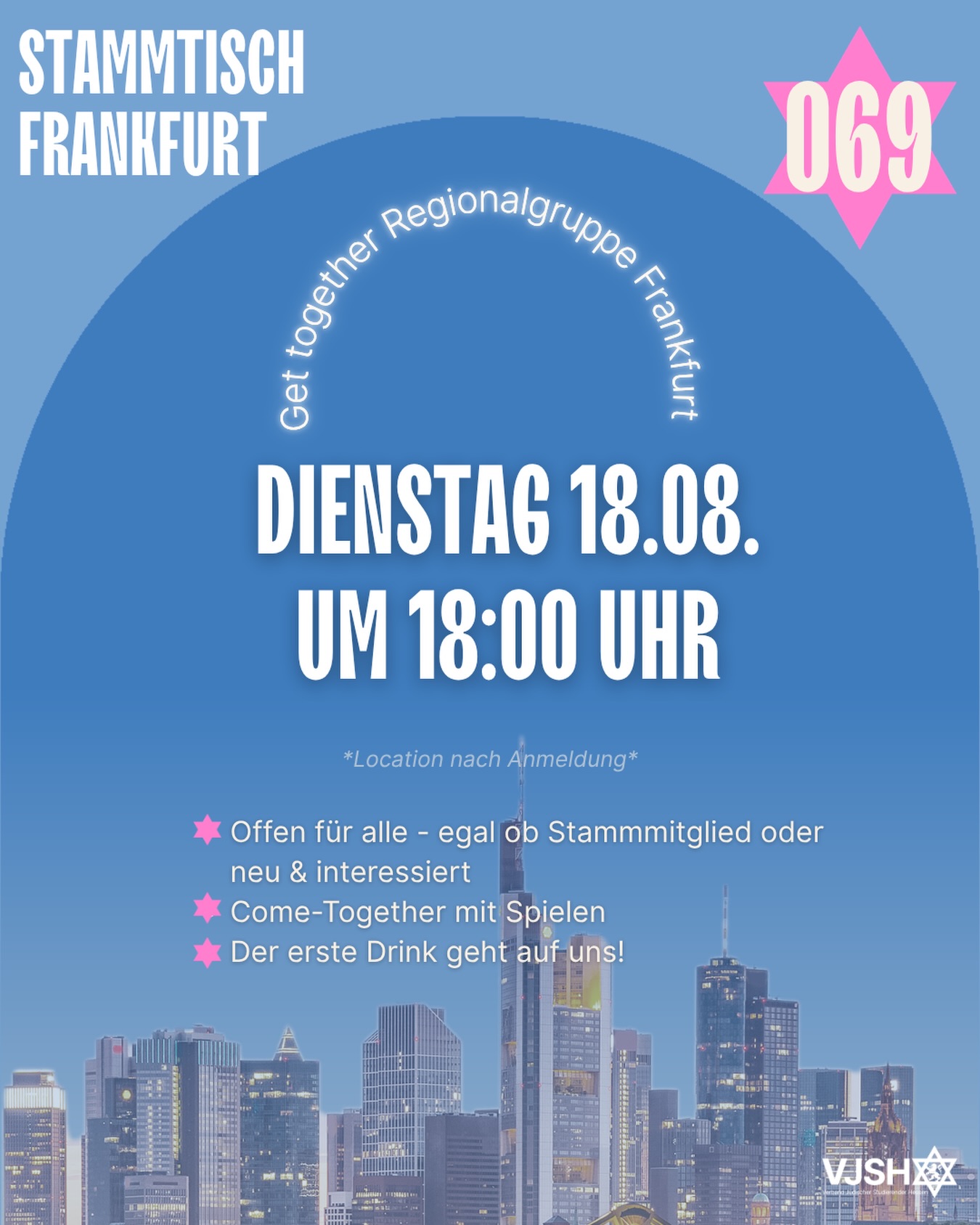 🍻 Schmooze & Booze – Stammtisch Frankfurt
Endlich ist es wieder so weit! Lust auf einen guten Abendausklang in guter Gesellschaft? Dann komm zu unserem „Schmooze & Booze“ – dem Get-together der Regionalgruppe Frankfurt.
Bei Spielen und guten Gesprächen lassen wir den Abend gemeinsam ausklingen. Egal ob du schon lange dabei bist oder einfach mal reinschnuppern willst, alle sind herzlich willkommen.
Und das Beste: Der erste Drink geht auf uns!
Neben den Spielen bleibt natürlich genügend Zeit zum Schmoozen, Kennenlernen und gemeinsamen Genießen des Abends.
Das erwartet dich
🎲 Spiele & gute Stimmung
🍹 Der erste Drink geht auf uns
🤝 Gemeinschaft & neue Kontakte
✨ Ein lockerer Abend – offen für alle, egal ob Stammmitglied oder neu & interessiert
📅 Di., 18.08. um 18 Uhr
📍 Ort wird nach Anmeldung bekanntgegeben
Zielgruppe: 18–35 Jahre
Anmeldung in der Bio!
