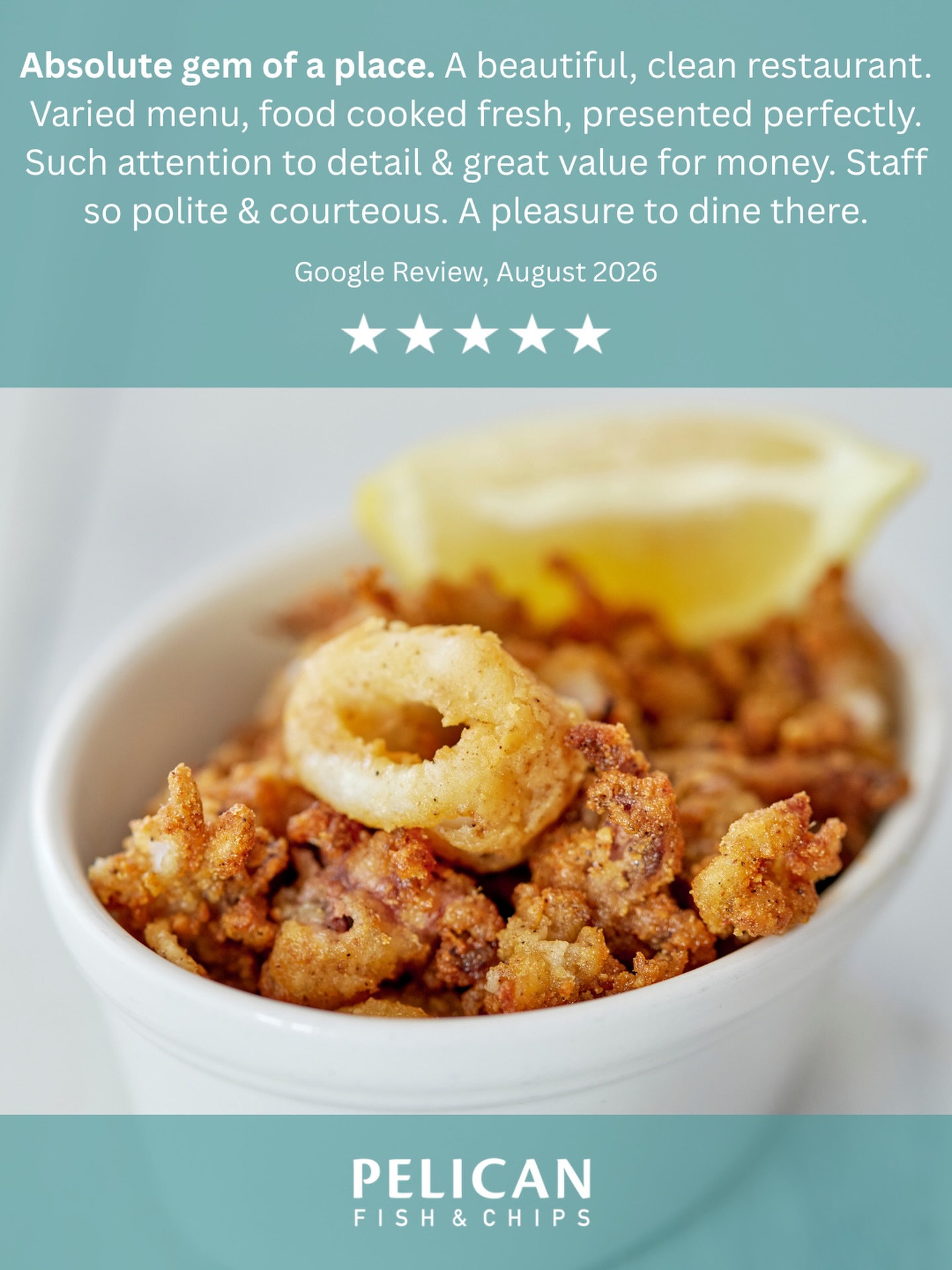 “Absolute gem of a place” - we’ll happily take that 🤩❤️
Reviews like this make our day! A huge thank you to our wonderful team who work so hard to make every visit a great one ✨
Who’s joining us for fish and chips this week? 🤗🐟🎉
#thepelicanfishandchips #supportlocal #summerholidays