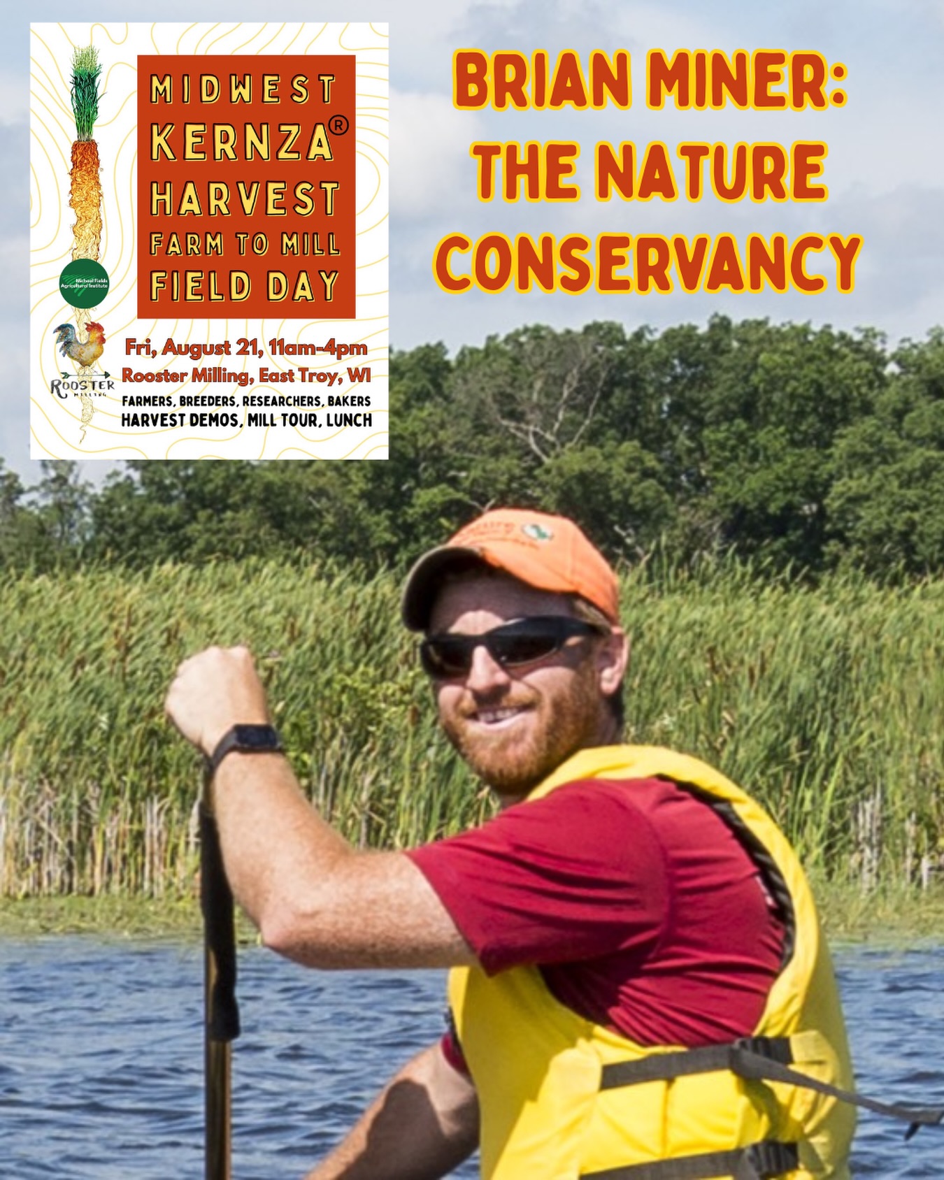 One of our biggest partners at New Farm is The Nature Conservancy. We collaborate on stewardship of the highly sensitive landscape in the Mukwonago River watershed located in the Southern Kettle Moraine. New Farm is connected to TNC’s Pickerel Lake Fen Preserve - a protected State Natural Area and home to many rare species - and we use conservation farming to protect this special place. We are delighted that Brian Miner, TNC’s Southeast Wisconsin Stewardship Coordinator, will be a presenter at our Midwest Kernza Harvest Field Day on Friday in East Troy, WI. Still time to sign up at michaelfields.org!
Friday, Aug 21
11am-4pm
East Troy, WI