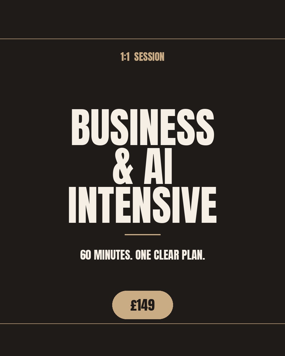 To the business owner who is doing it all right now...
🤯 Running the business.
🤯 Holding the family together.
🤯 Trying to keep up with an industry that changes overnight.
You don't need more to do. You need 60 minutes where someone else does the thinking with you.
Take 60minutes and fill your cup with a personalised 1-1 Business & AI Intensive call with me ( @charleneespie )🤍
Not only will you leave feeling refreshed and inspired, but more importantLy you will also gain access to"
✅ A one-page business plan
✅ Your next 30 days mapped, with EXACT actions
✅ A working AI toolkit, built live, not just talked about
£149 👉 comment INTENSIVE to book
Limited spaces. Book the one thing that's actually for you.
#businesstraining #aitraining #socialmediahelp #buildyourbusiness