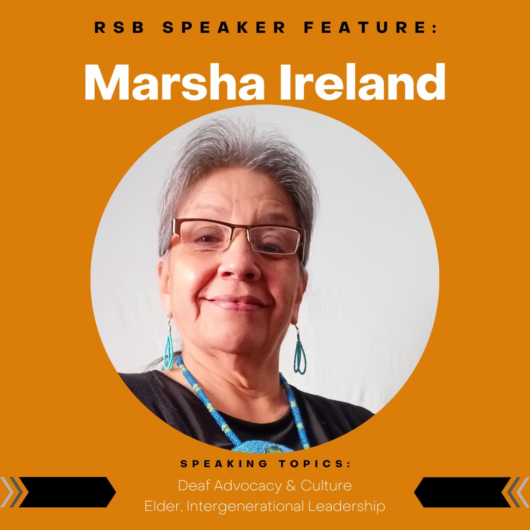 📢 Speaker Spotlight: Teyuhuhtakweku (Marsha Ireland) 🧡
Oneida Nation - Turtle Clan
Marsha is Oneida Deaf - a wife, mother, grandmother & great-grandmother.
She developed Oneida Sign Language.
For years, she has travelled across Turtle Island supporting First Nagions in connecting with their Deaf community members and Elders around Sign Language.
She also offers Land Acknowledgments in her own language.
An advocate, educator & Elder to many.
Book Marsha for your next event, 🔗 in bio!
#rsbvoices #deafcommunity #signlanguage #accessibilitymatters