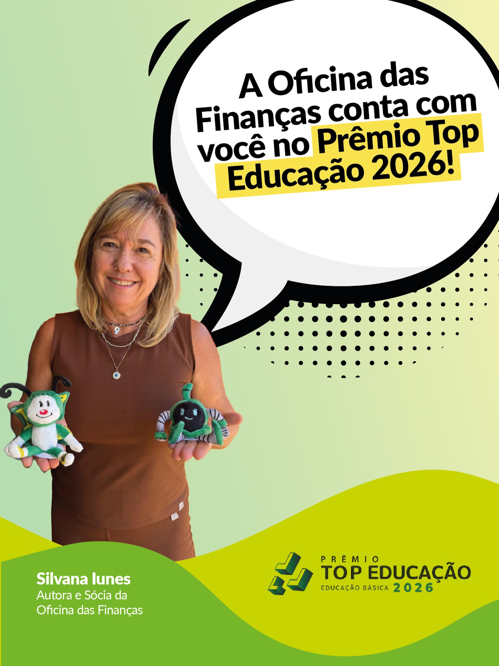 💚 Agora é a vez da Silvana Ilunes, autora e sócia da Oficina das Finanças, chegar por aqui com um pedido que vale muito: o seu voto!
Estamos nos últimos dias de votação do Prêmio Top Educação 2026 e, nesta reta final, precisamos reunir toda a nossa comunidade. Professores, coordenadores, gestores, famílias, parceiros e todos que acreditam que a Educação Financeira pode transformar comportamentos e preparar pessoas para a vida.
Em 2025, conquistamos o Top Educação. 🏆 Agora, estamos a poucos dias de descobrir se vamos trazer o bicampeonato para a Oficina!
E não existe voto pequeno nessa história. Cada voto conta. Cada apoio importa. E precisamos de todos vocês! 💚
📲 Ainda não votou? É rapidinho: acesse o link na bio, faça seu cadastro, procure a categoria Educação Financeira, escolha Oficina das Finanças e confirme seu voto.
E se você já votou, ajude a gente mais uma vez: compartilhe com alguém que também acredita no nosso projeto.
A Silvana já fez o pedido dela. Agora é reta final! Vamos juntos buscar esse bi? 🏆🏆💚