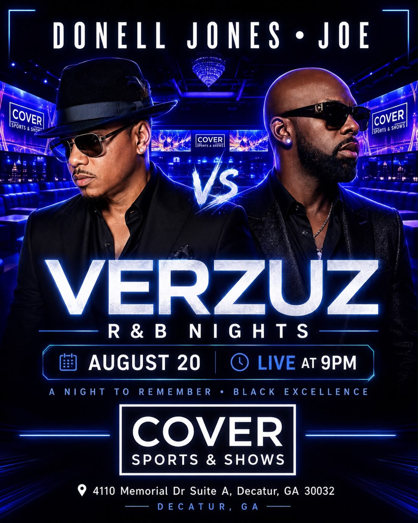 RnB night plus $20 pitchers? You donโt want to miss out! Join us @cover.atl for the Donell Jones x Joe Verzuz watch party while sipping on $20 Pitchers until 12am ๐ฅ
Enjoy our happy hour specials until 8pm before the party kicks off at 9pm! Come catch a vibes
Weekday happy hour (5pm-8pm):
Drink Specials:
$7 Margaritas, Lemon Drops & Tequila Sunrise ๐น
$7 Luna Shots ๐ฅ
$7 Crown Shots ๐ฅ
$7 Jack Daniel Shots ๐ฅ
$7 Kettle One Shots ๐ฅ
$4 Domestic Beers ๐ป
$20 beer buckets ๐ป
Food Specials:
$5 Cheese Fries ๐
$5 Spring Rolls ๐ซ
$5 Fried Okra ๐ง
$5 Onion Rings
$5 Mozzarella sticks
โฐ Open daily from 5PM
๐ 4110 Memorial Drive, Decatur, GA
Hours:
Mon- Thu: 5PMโ12AM
Fri & Sat: 5PMโ2AM
Sun: 5PMโ11PM
#LuxurySportsLounge #DecaturEats #AtlantaSports #ATLEats #ThingsToDoInAtlanta