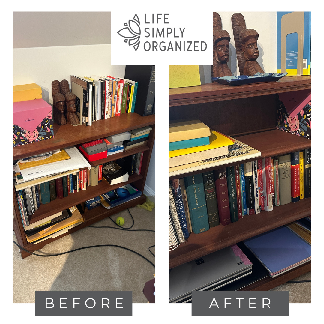 ⨠Same bookshelf. Whole new feeling. āØā
ā
Sometimes you donāt need more storageāyou just need to rethink the space you already have! šā
ā
This before & after shows how a simple reorganization, thoughtful grouping, and a mix of vertical + horizontal storage can create a bookshelf that feels intentional instead of overwhelming.ā
ā
The goal isnāt to fill every inch. Itās to create breathing room, easy access, and a look that feels calm and organized. šā
ā
š Group like items togetherā
āļø Make the most of vertical spaceā
āļø Balance with horizontal storageā
⨠Leave a little breathing roomā
ā
Because an organized space should feel lighterānot busier!ā
ā
#BookshelfOrganization #HomeOrganization #OrganizingTips #OrganizedHome #OrganizationInspiration #HomeOrganizing #DeclutterAndOrganize #StorageSolutions #VerticalStorage #BookshelfStyling #BookOrganization #BeforeAndAfter #OrganizationTransformation #ClutterFreeHome #SimpleOrganization #ProfessionalOrganizer #OrganizedLiving #HomeOrganizationIdeas