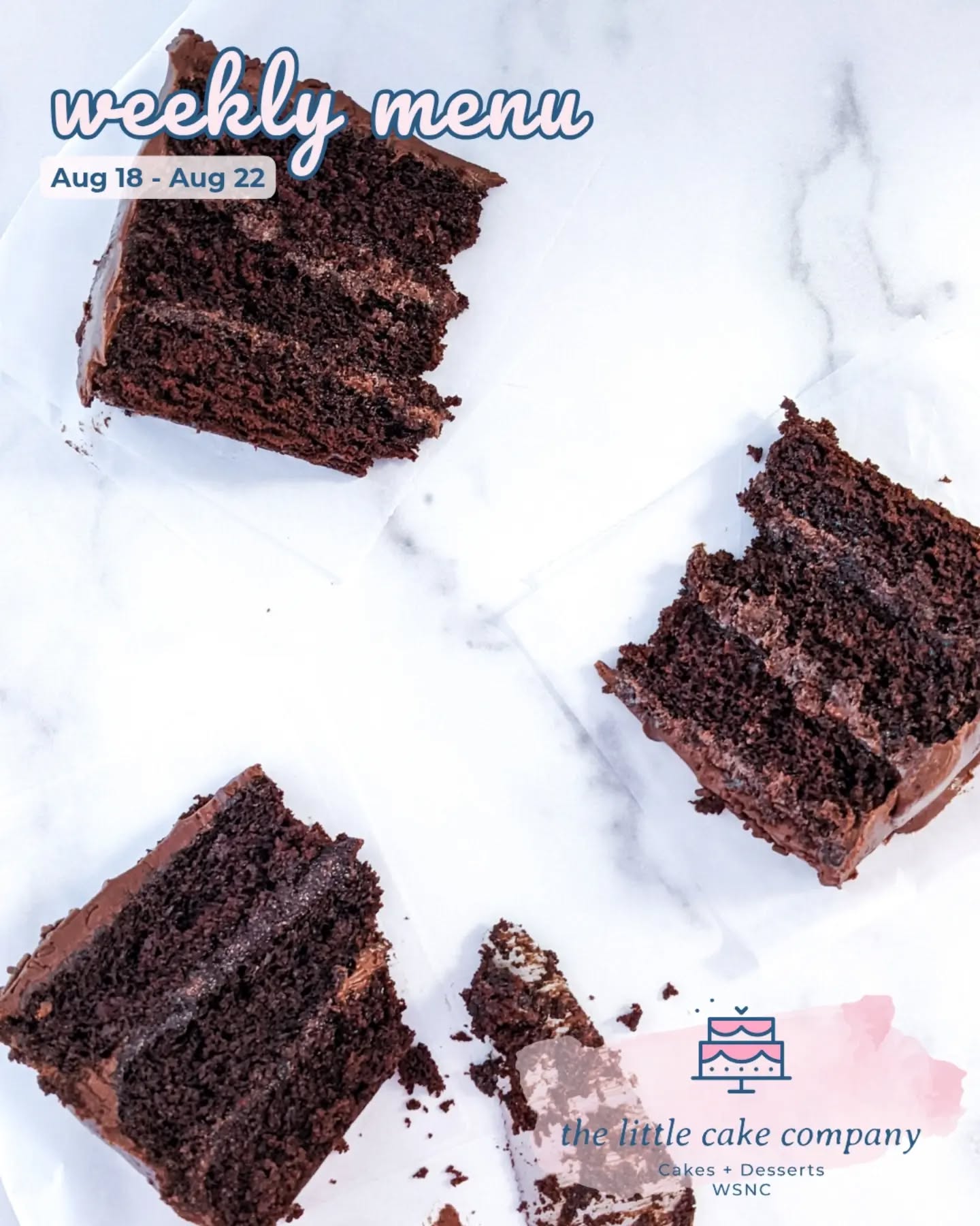 Happy Tuesday! Here's the menu for this week β¨
π We are getting into one of the busiest times of the year so if you're looking to place an order with us, we strongly recommend reaching out at least 2 weeks in advance (3 weeks for custom orders)! Thank you!! π
