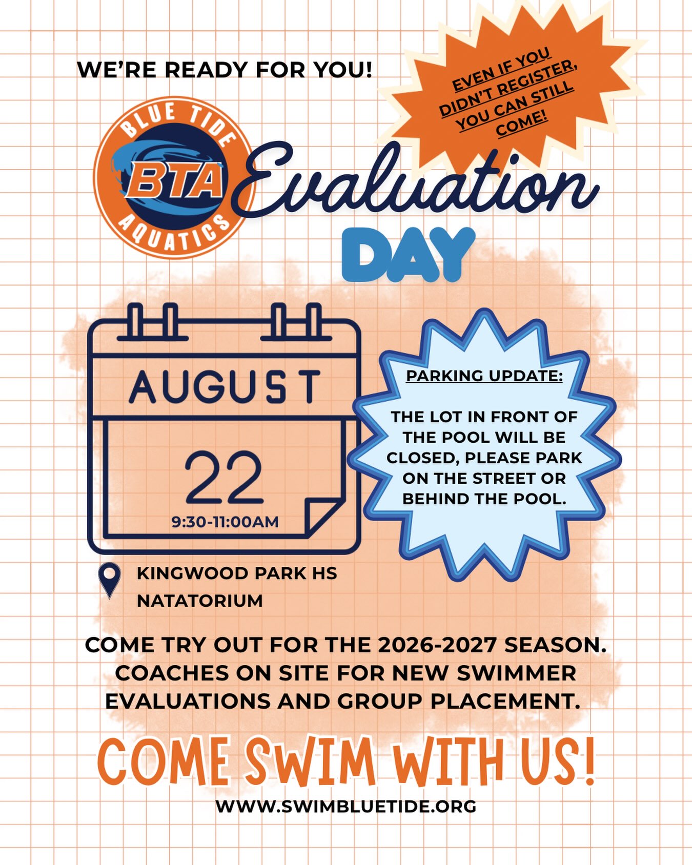 Reminder!!! Tomorrow is evaluation day!!! Please note the parking update.