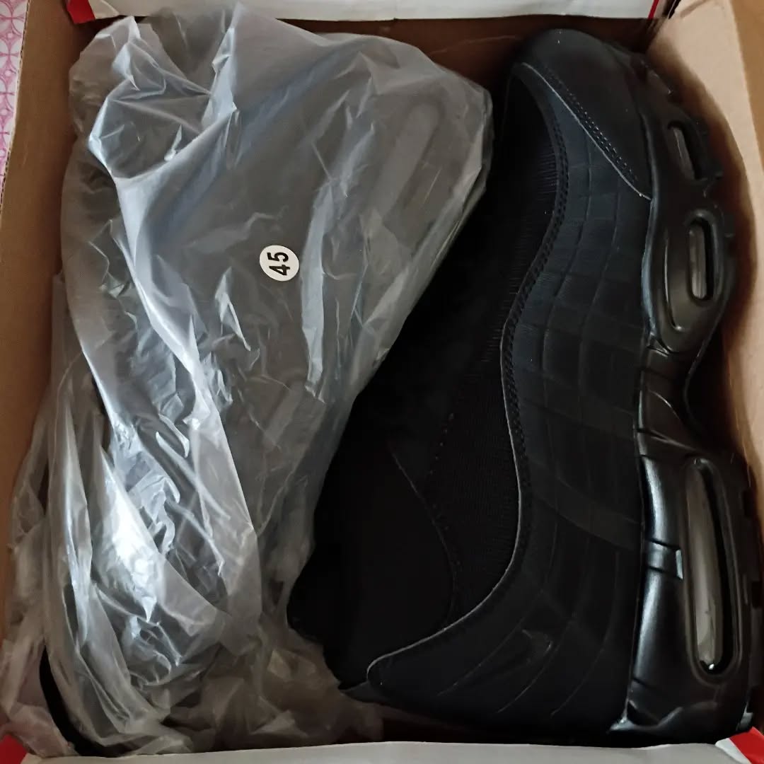 What's up good people. I have a pair of Nike Air Max 95 Sneaker Boot Triple Black for sale. Never been worn. Size 11. Regularly Priced at $275. I'm letting them go for $150. Hit up in the DMs if you're interested.