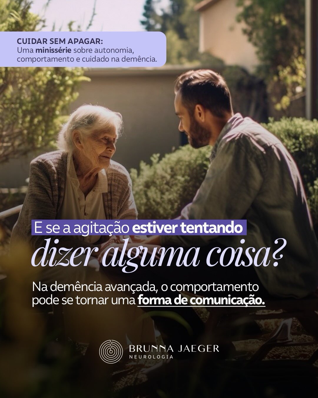 Na demência avançada, nem sempre a pessoa consegue dizer que está com dor, fome, sede, frio ou algum outro desconforto. O comportamento, então, pode se tornar uma forma de comunicação.
Diante de uma agitação ou mudança de comportamento, antes de interpretar como resistência, vale observar o contexto e buscar possíveis necessidades não atendidas.
E atenção: mudanças súbitas ou muito diferentes do padrão habitual merecem avaliação médica.
Quando as palavras diminuem, observar também é uma forma de escutar.