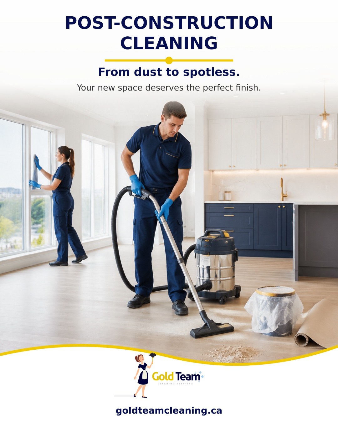 Construction complete? Let us take care of the final touch!
Our professional post-construction cleaning removes dust, debris, and residue, leaving your new or renovated space clean, fresh, and ready to enjoy.
Contact Gold Team Cleaning today for a quote!
🌐 goldteamcleaning.ca
#GoldTeamCleaning #PostConstructionCleaning #ProfessionalCleaning #ConstructionCleanup #CleanSpace #CleaningServices