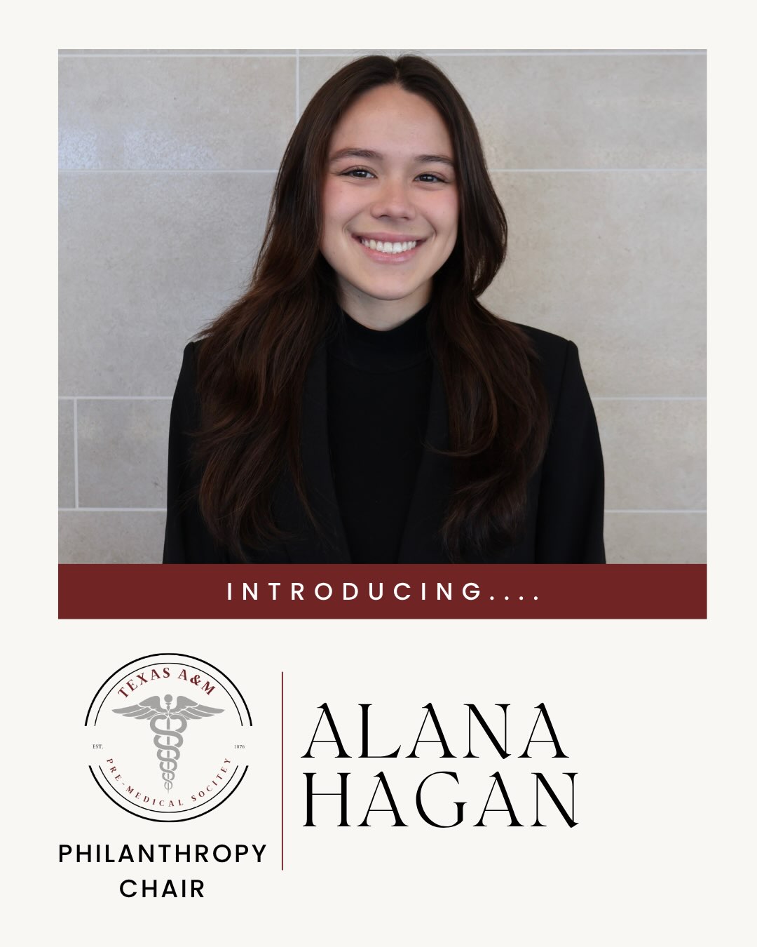 2026-2027 OFFICER COUNTDOWN DAY 2!!!
Introducing Alana Hagan, our new Philanthropy Chair!
.
.
⚕️If you’re a pre-medical student at Texas A&M University looking for volunteering opportunities, clinical experience, and an amazing community to support you along your pre-med journey, make sure to join the Texas A&M Pre-Medical Society! Fill out the membership form and pay your dues using the Linktree in our bio!
-
🚨Only 8 more days until the first Pre-Medical Society meeting of the semester on September 1st at 7pm in HELD 100! We hope to see you there!
