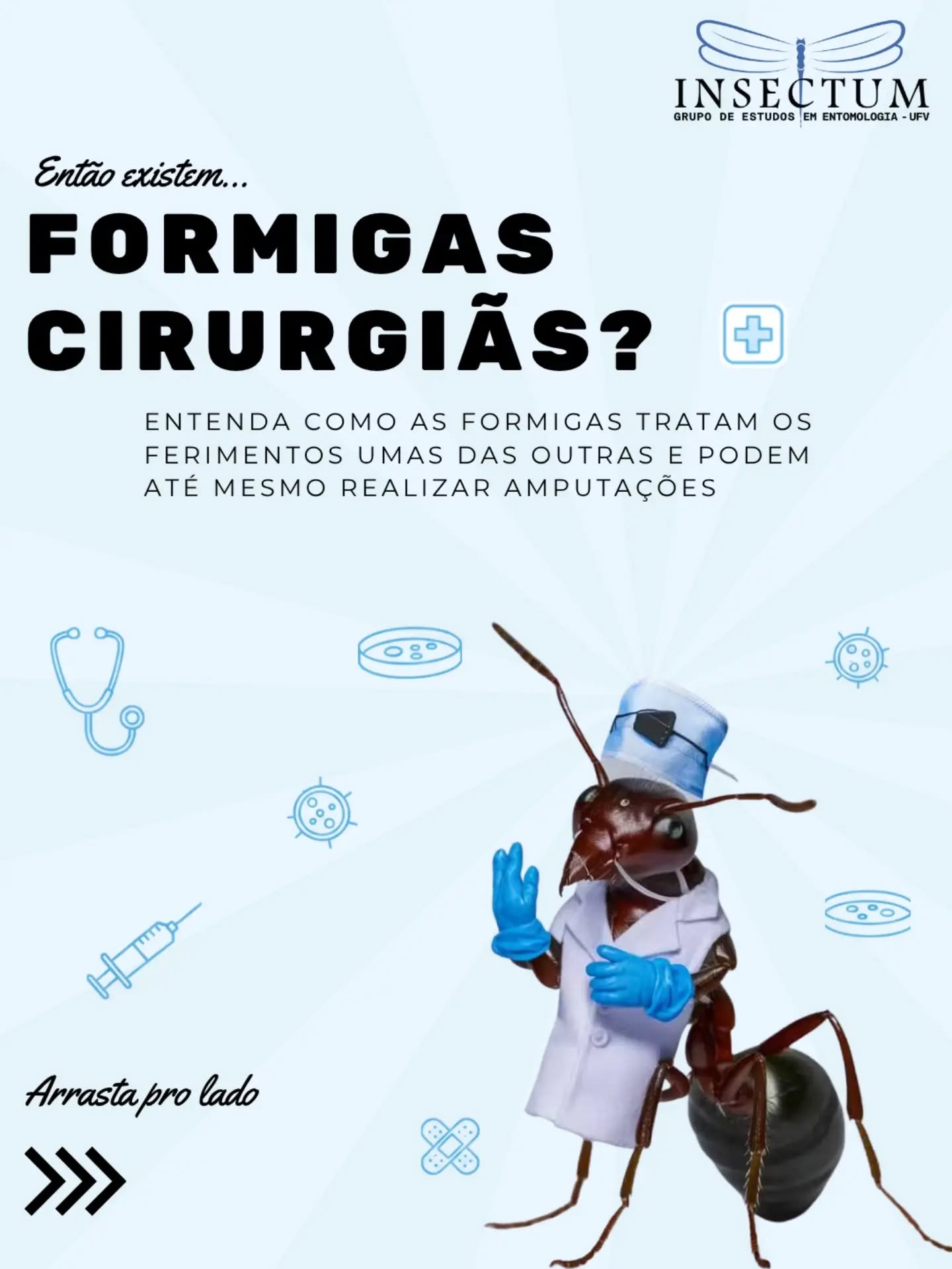 Pode parecer ficção, mas algumas espécies de formigas são capazes de cuidar de companheiras feridas de maneira surpreendentemente sofisticada. ✨️💉🐜
Arraste para o lado e venha descobrir mais.
Fonte: https://www.cell.com/current-biology/fulltext/S0960-9822(24)00805-4