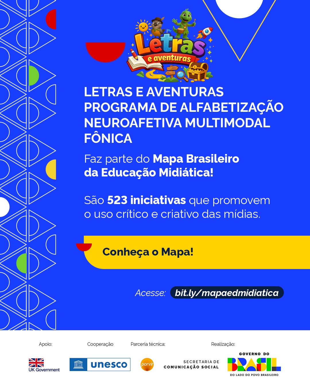 É com muito orgulho que compartilhamos uma grande conquista!
O nosso projeto Alfabetização Neuroafetiva e Educação Midiática na Prática — Letras e Aventuras foi aprovado e agora faz parte do Mapa Brasileiro da Educação Midiática da Secretaria de Comunicação Social da Presidência da República (Secom)!
Isso significa que a nossa iniciativa foi oficialmente reconhecida pelo Governo Federal como uma referência nacional em inovação pedagógica para a Educação Infantil e Anos Iniciais.
O que faz o Letras e Aventuras?
Nós unimos a neurociência da aprendizagem, o afeto e o audiovisual para transformar a alfabetização. Por meio de videoclipes musicais autorais, histórias e experiências multissensoriais, ensinamos os pequenos a ler o mundo e as mídias de forma crítica, criativa e segura desde a infância. Além disso, fortalecemos a formação de professores para a cultura digital.
Agradecemos a cada escola, a cada educador e parceiro que faz parte dessa jornada. Essa vitória é de todos nós!
#educaçãomidiática #letramentomidiático #alfabetização #letraseaventuras #alfabetizaçãoneuroafetiva #neuroeducação #neurociênciaeeducação #educacaoinfantil #anosiniciais #audiovisualnaescola #culturadigital #inovaçãopedagógica #formacaodeprofessores #mapadaeducaçãomidiática #práticaspedagógicas #professoresdoinstagram #educaçãocomafeto #ensinocriativo #escolapublica #escolaparticular #bncc naPratica #gestaoescolar #pedagogiaporamor