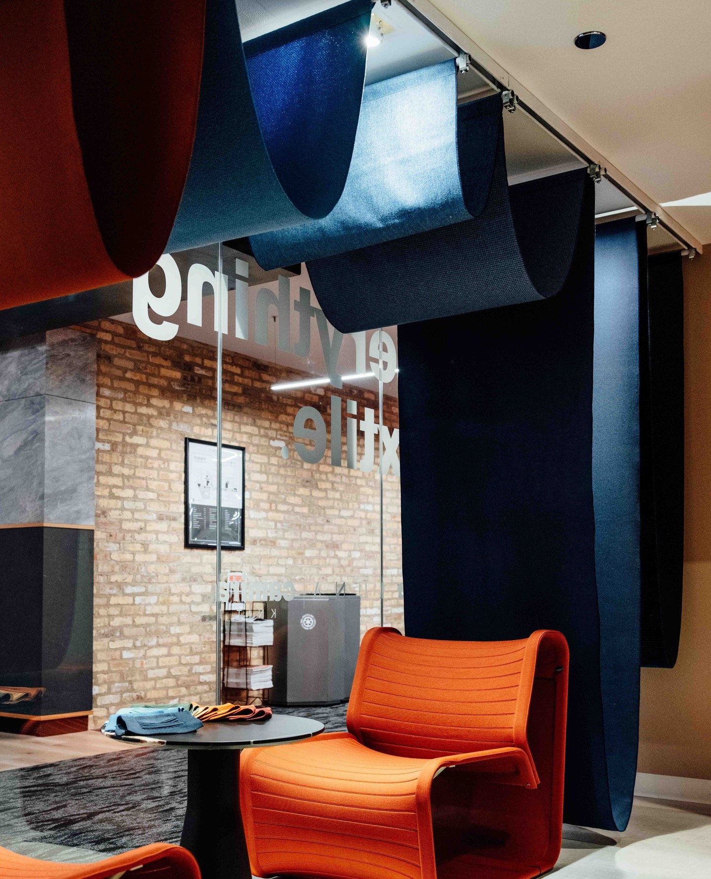 Very quick projects, especially #NeoCon #showrooms, are a test in fabrication knowledge. Our main challenge is WHAT can we do, especially when we only have weeks to #design and install. For the Camira #showroom, we settled on the swagged #drapery, hanging from the ceiling, early on but we needed to find a quick way to coordinate it. From design, to fabric yardage calculations, to detailing the design and coordinating the fabrication - we needed to be organized and quick! The design solution used Unistrut and conduit- typical building materials, which clipped together. This allowed us to hang the drapery and adjust it onsite if needed. Swipe to see some of the install!
#designedbykuchar #kucharinteriors #chicagodesignweek #showroomdesign