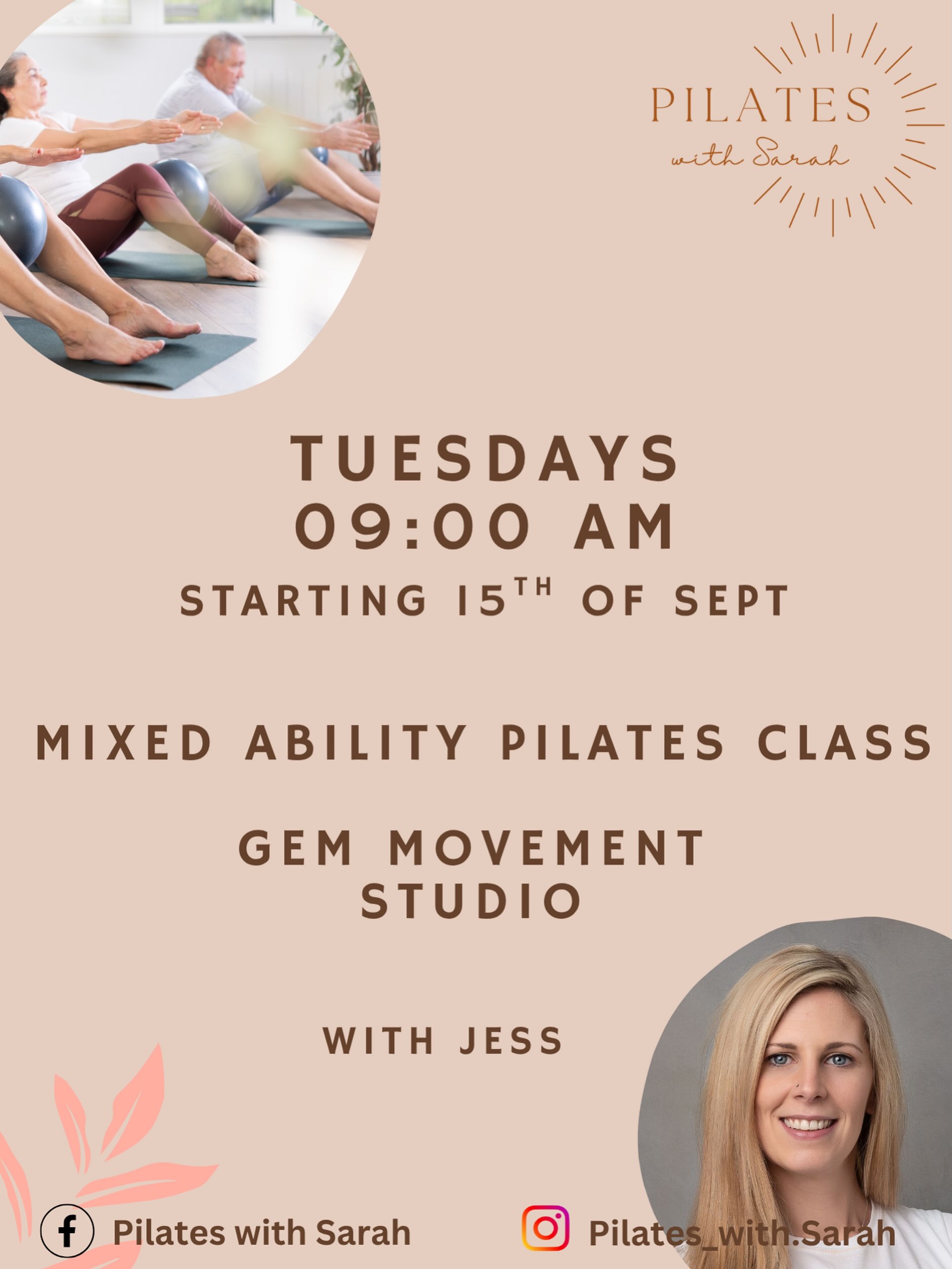 ✌️NEW CLASS DROP
Beyond excited to be introducing a new class on the 15th of September, run by the amazing Jess!
This class will be run at the newly renovated movement studio @gem_movement_uk
This instructor, new venue but same vibe- all welcome, term timing boolings with option for first session as a trial- bookings now OPEN at www.pilateswithsarah.com
Spread the word 💕💕💕 #pilatesstudio #matpilates #physiopilates #fleethampshire