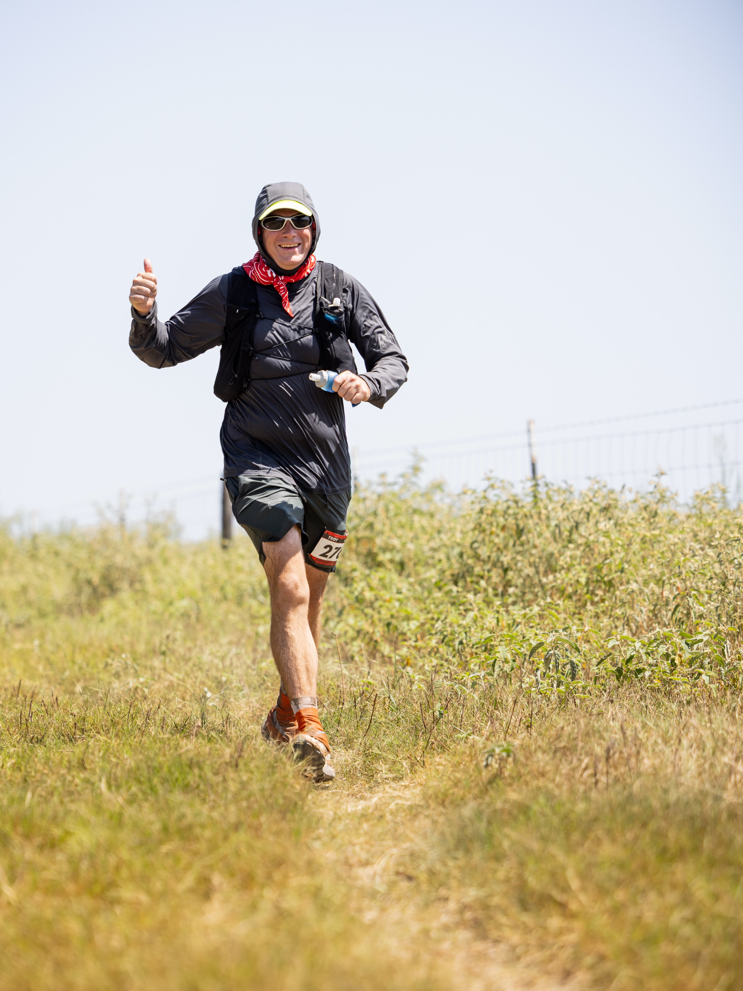 Still smiling and throwing a thumbs up out on the course. It takes full sun protection, steady hydration and a fiercely positive attitude to tackle these grassy trails and the sand in the heat.
25.5 hours into the Habanero Hundred.
#habanerohundred #getofftheroad #trailrunning #ultrarunning #trail