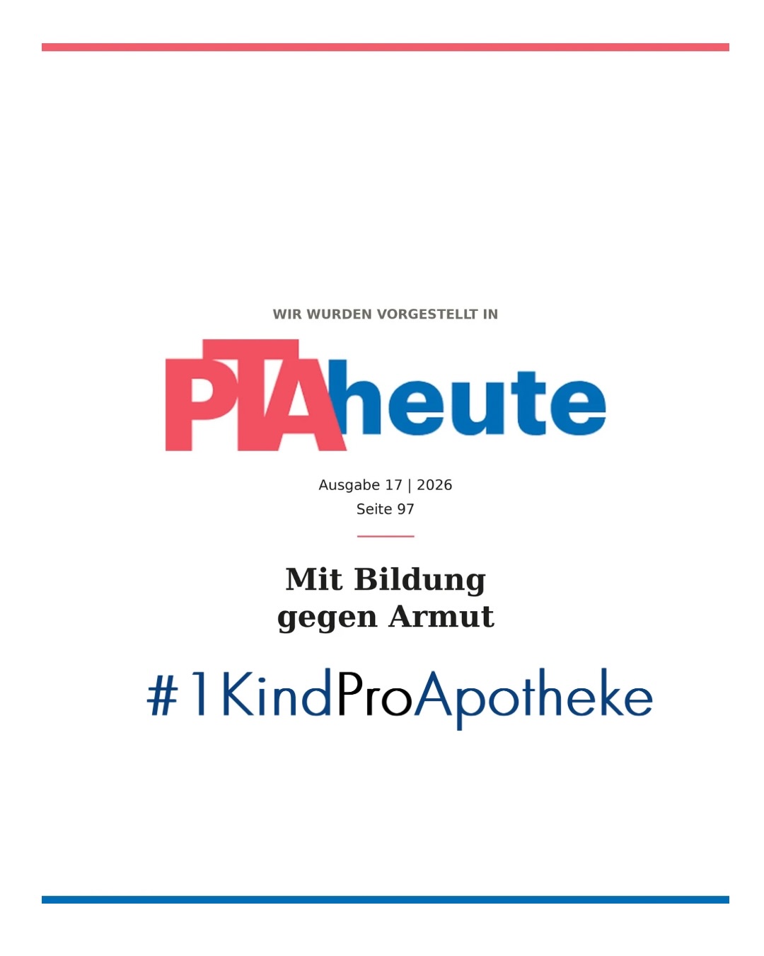 #1KindProApotheke in der aktuellen PTAheute!
Unser Herzensprojekt wurde in der PTAheute (Ausgabe 17 | 2026, S. 97) unter dem Titel „Mit Bildung gegen Armut“ portraitiert. 💛
Gemeinsam mit @basicsinternational vermitteln wir Bildungspatenschaften für Kinder im Fischerdorf Chorkor in Accra. Mit 750 € im Jahr ermöglicht eine Patenschaft einem Kind der Klassen 1–6 den Schulbesuch, warme Mahlzeiten und medizinische Versorgung.
Auch in diesem Jahr waren wir wieder persönlich vor Ort – mit Briefen aus Deutschland im Gepäck und vielen besonderen Begegnungen mit den Patenkindern. 🇬🇭💌
Zum neuen Schuljahr werden dringend neue Patinnen und Paten gesucht.
Vielleicht ist jetzt der Moment, einem Kind mit Bildung neue Perspektiven zu schenken.
👉 Interesse an einer Patenschaft? Meldet euch bei mir: per DM oder Link in Bio