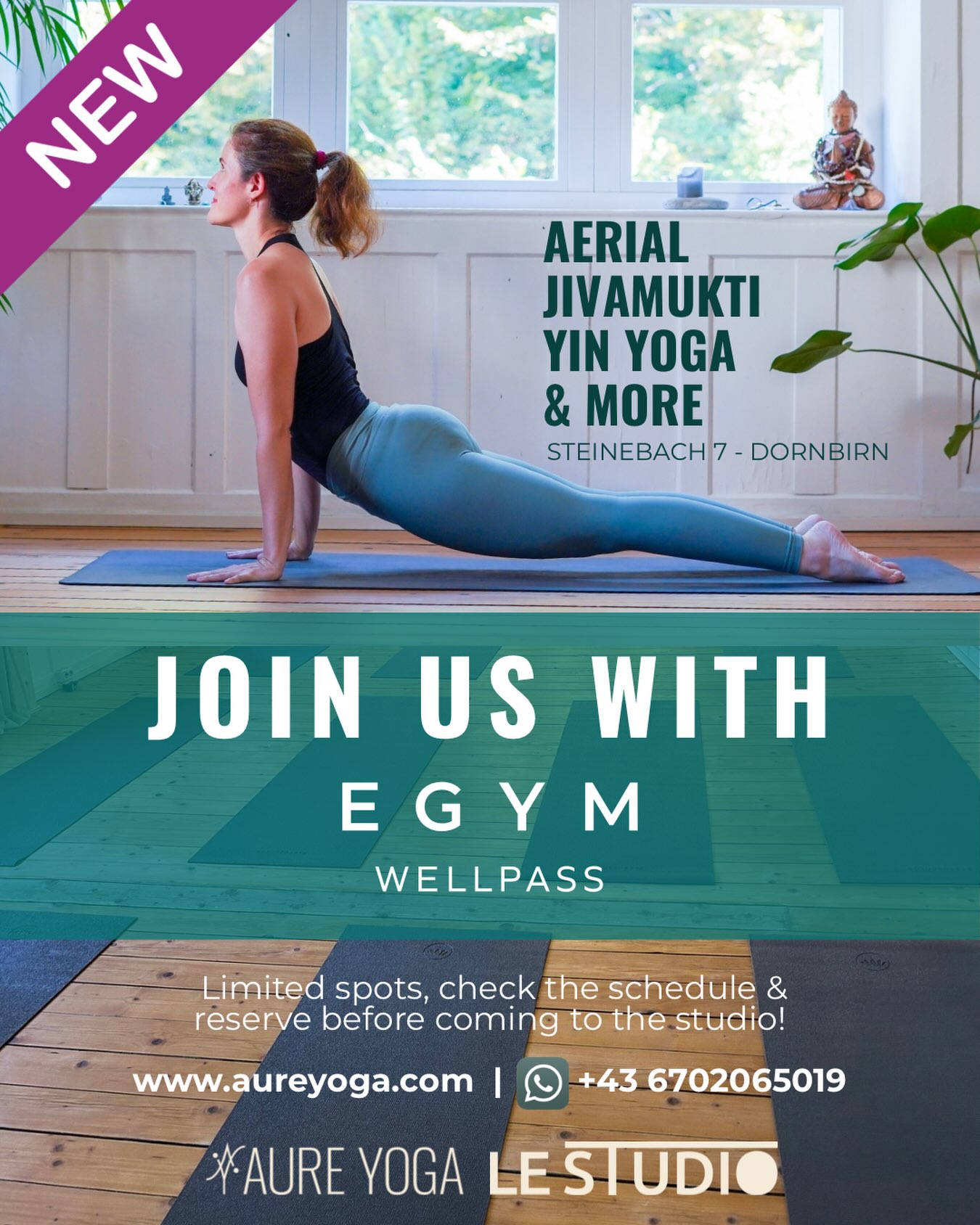 NEW from September 1st! 🧘♀️✨
You asked for it, and I’ve made it happen! 🤗
If your company offers Wellpass @egym.wellpass.de , great news: you can now also access the weekly classes at Aure Yoga – Le Studio in Dornbirn Steinebach.
✨ Spots are limited!
Reserve your spot at www.aureyoga.com or send me a WhatsApp at least 3 hours before class (I’ll need your email to send your booking confirmation).
Once you arrive at Le Studio, simply check in with your Wellpass App.
Easy! 🙌
See you soon on the mat!
Aurélie