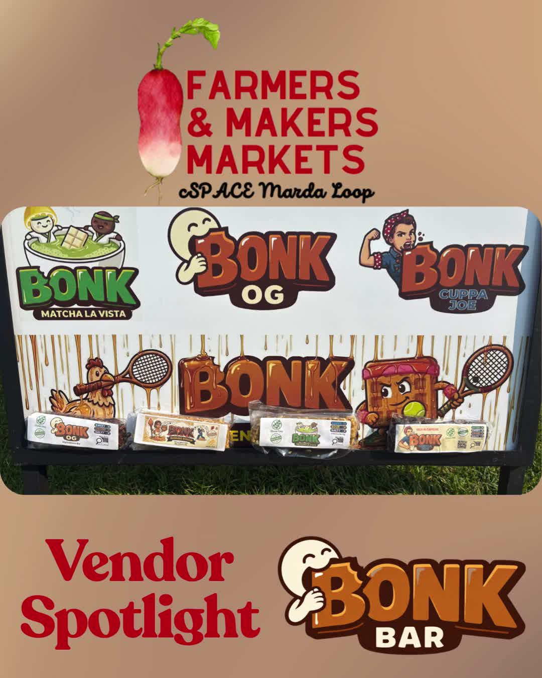 The Farmers and Makers Market is proud to have Bonk as one of our vendors. If you’ve been to the market before, you know we work hard to feature local producers who do things right — and Bonk does!
Stop by their booth at the market to find organic bars made with local, organic ingredients — this is their first year with us and we couldn’t be more excited to have them! A great Canadian business doing right by their customers with a premium product.
A few facts about Bonk:
• They use Canadian heritage roasters for their matcha, keeping things local from bean to bar, and 100% Canadian Oats!
• Their organic lemons are candied in-house, right down to the last detail
• They’ve partnered with Tea Cult to offer tea pairings with their bars — the perfect way to experience both together
This is exactly the kind of continued partnership that makes our market worth showing up for.
Come check them out at the Farmers and Makers Market every Saturday from 10am to 2pm @bonkfoods
#FarmersAndMakersMarket #ShopLocal #SupportLocal #Bonk #Calgary #GlutenFree #Organic #LocalMarket #MakersMarket #TeaCult #MatchaBars #farmersmakersmarket #Energybars #buycanadian🇨🇦 #buycanadian