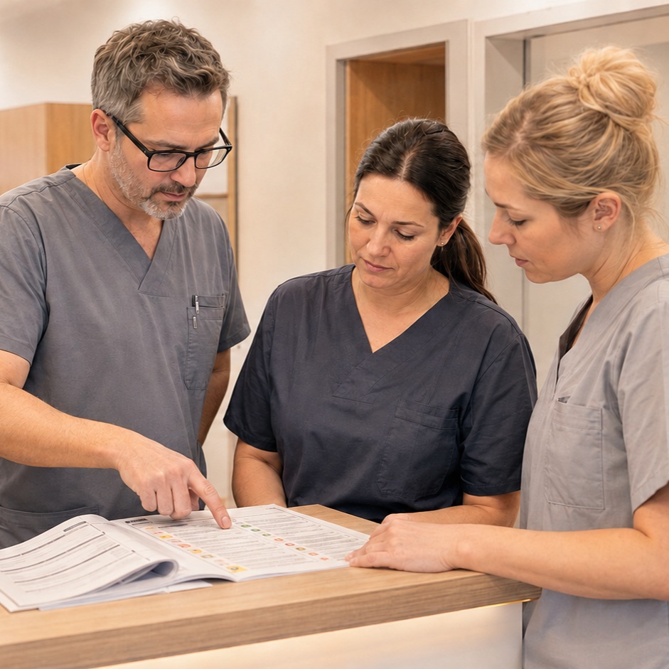 Ihr Notfallplan liegt im Ordner – aber kennt ihn auch wirklich das ganze Team? 🚨
Ein Notfallplan ist kein Prüfdokument für die nächste Begehung. Er ist ein Versprechen an jede Patientin und jeden Patienten: Sollte hier je etwas passieren, ist das Team vorbereitet.
Deshalb braucht jede Praxis mehr als einen Erste-Hilfe-Kasten im Schrank:
✅ Einen schriftlichen, individuellen Notfallplan – mit klaren Rollen, Notrufkette und Notfallausstattung ✅ Eine jährliche Auffrischung, trainiert am eigenen Equipment – nicht an einem generischen Modell ✅ Und im Ernstfall: ein Team, das nicht erst überlegen muss, wer was macht
Warum das nicht nur Pflicht (§ 135a SGB V, QM-Richtlinie des G-BA), sondern vor allem patientengerecht ist – und wie ihr in eurer Praxis loslegt, lest ihr im neuen Blogbeitrag. Link in der Bio. 🔗
Ihr habt noch keinen Notfallplan oder eurer ist nicht mehr aktuell? Schreibt uns – wir erstellen oder überarbeiten ihn für euch und planen gleich das jährliche Training mit ein.
📍 Notfallmanagement NRW – Hamm, Soest & ganz NRW
#notfallmanagement #notfallplan #notfallmanagementnrw #arztpraxis #zahnarztpraxis #mvz #erstehilfe #praxismanagement #qmrichtlinie #patientensicherheit #notfalltraining #inhouseschulung #hamm #soest #nrw #gba #praxisteam