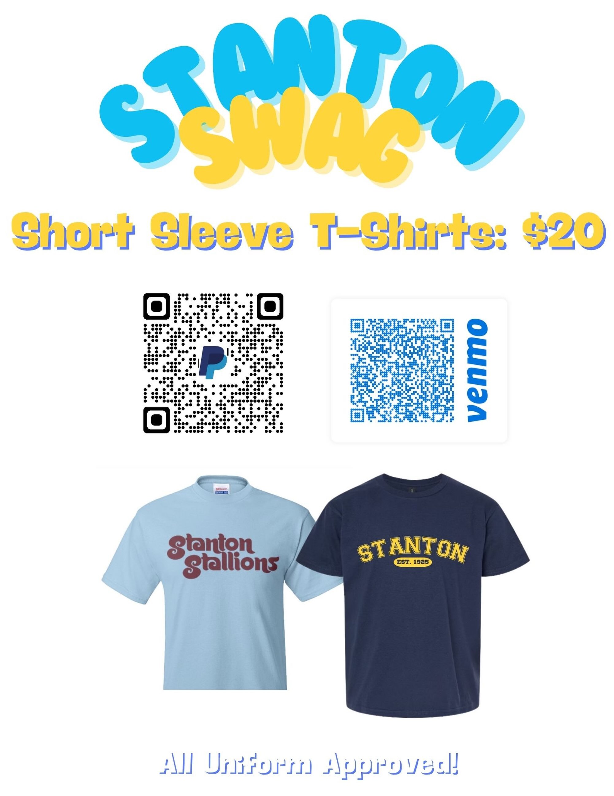 Happy second day of school! 🥳 We are happy to announce our Fall T-Shirt Sale! 👕
This is a pre-order only — please fill out the order form (link in bio) by Tuesday, Sept 8th. Cost is $20 per shirt.
Shirts will be distributed at the Stanton Block Party on Sept 26th