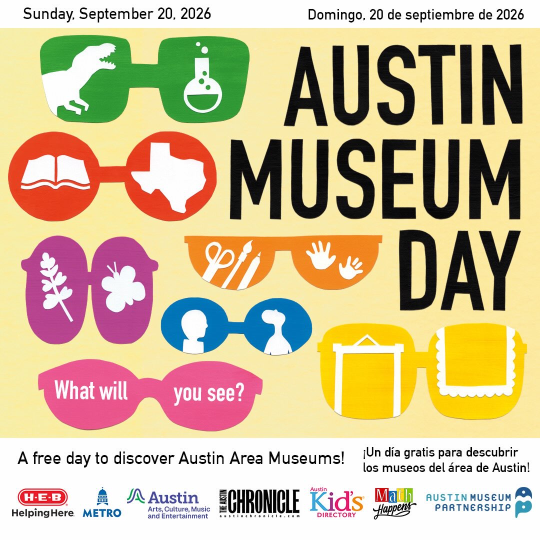 We are less than a month away from our favorite day of the year, Austin Museum Day! A city wide day of FREE entry to area museums. Come by Flower Hill from 10am-3pm on September 20th.
A big thank you to @austinmuseums for putting this event together every year. Poster art by @breannacarzoo