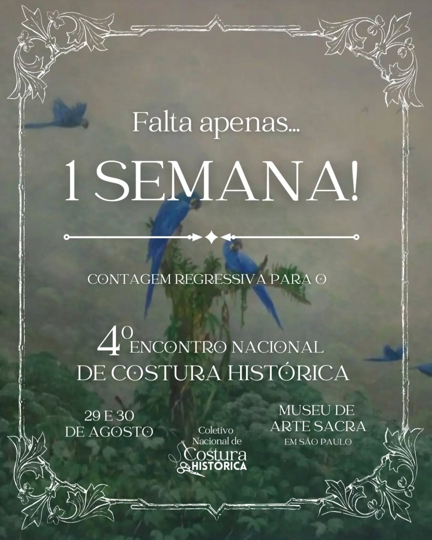 Nos dias 29 e 30 de agosto, no @museuartesacra você tem um Encontro Histórico marcado conosco! 🏰✨️
📅 Sábado das 9h as 17h e domingo das 10h as 17h!
📍 Museu de Arte Sacra de São Paulo, ao lado do metrô Tiradentes!
A cesta de picnic já está pronta? 🫖☕️🍰✨️
Falta apenas uma semana! ✨️
#endch2026 #costurahistorica #costura #costurahistorica #historiadamoda