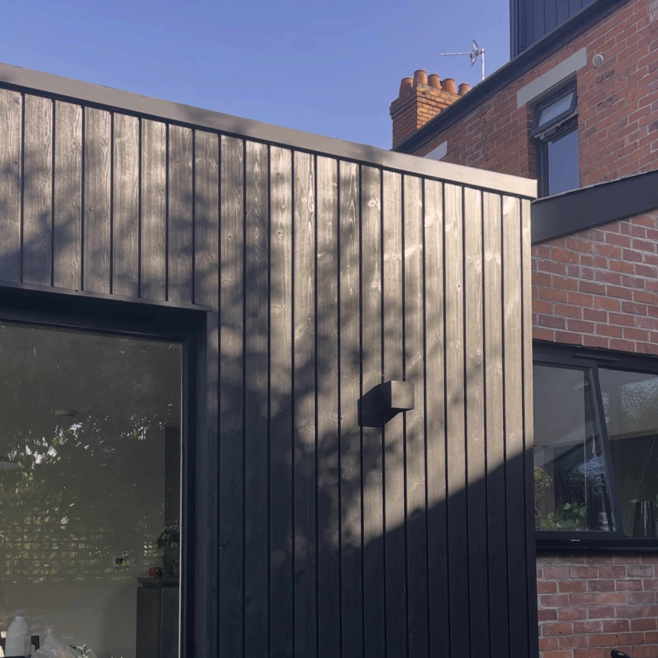 Sun light changing, different shadows #shadow #woodcladding #renovations