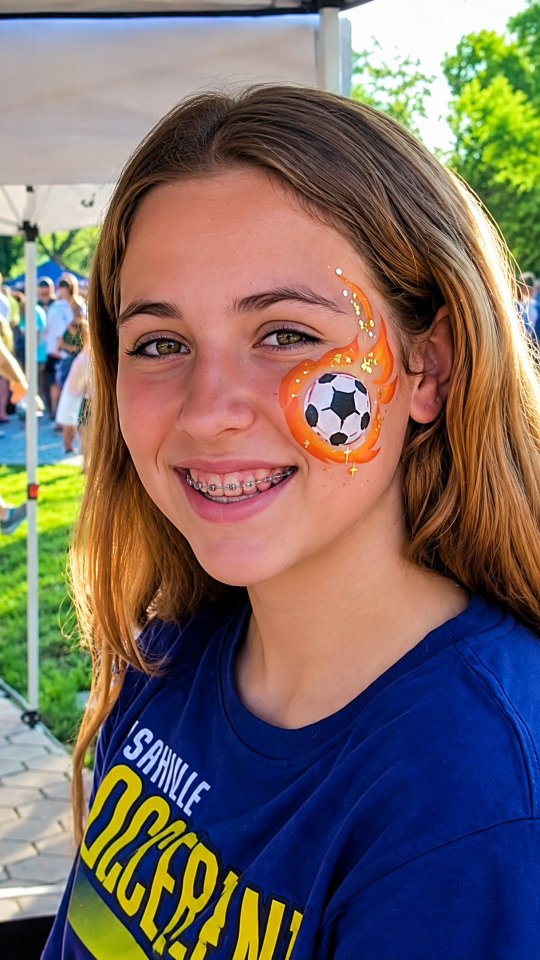 I couldn't count how many hundreds of soccer balls I've painted even just in the last few months, but I never get tired of the way a kiddos eyes light up when they ask for the flaming soccer ball, number one design every game night! 🔥⚽
#soccer #soccerball #flaming #facepaint #howtopaint