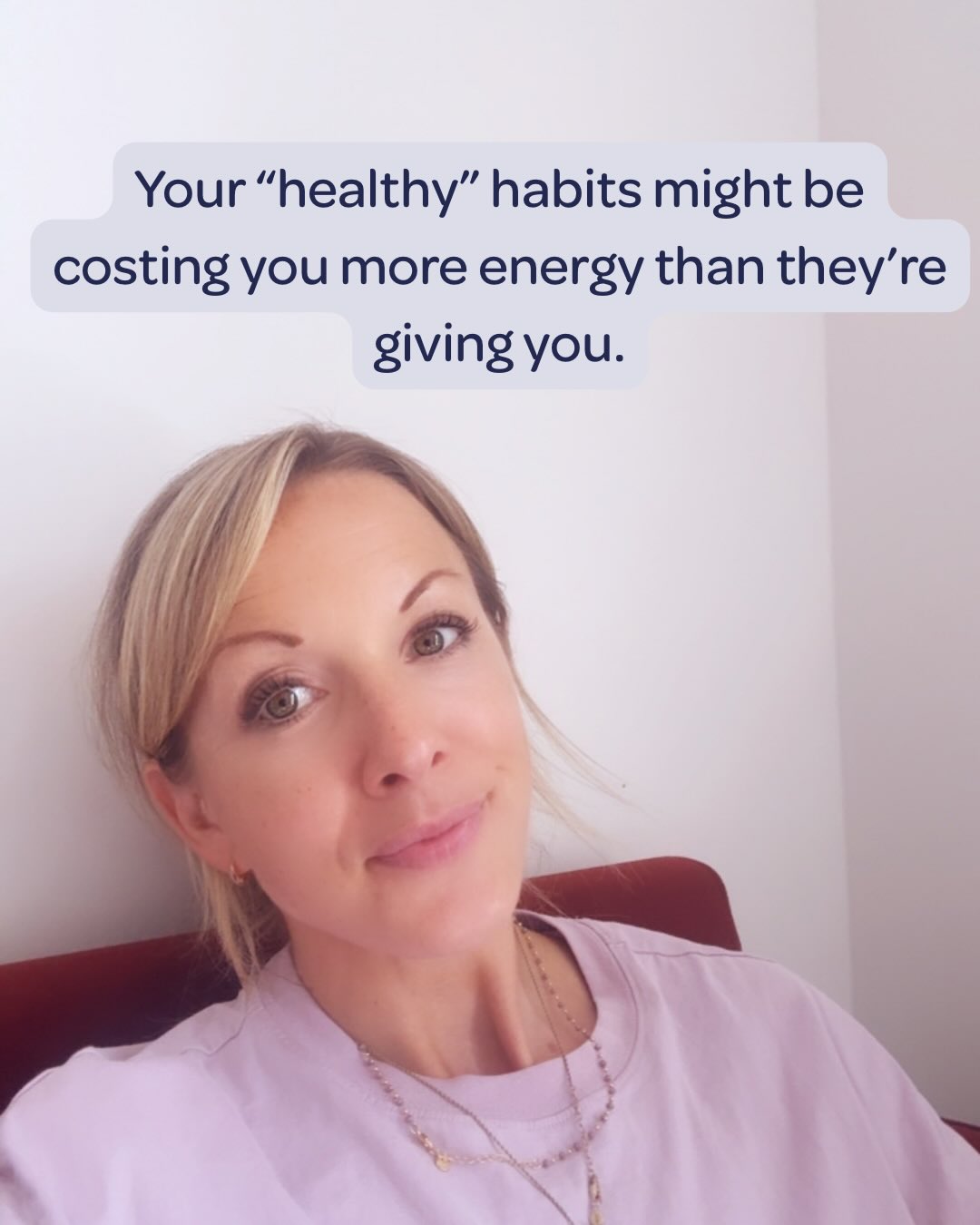You can be doing all the “right” things for your health and still feel exhausted.
Because a healthy habit isn’t automatically a helpful habit for you, right now.
There’s nothing inherently wrong with an early workout, intermittent fasting, hitting 10k steps or choosing a lower-carb meal.
But if you’re already under-fuelled, under-recovered, sleeping badly and carrying a huge mental and physical load, adding more demands isn’t necessarily going to make you feel better.
Sometimes the most supportive thing you can do is surprisingly unexciting.
Eat enough.
Have the carbs.
Take the rest day.
Get the extra hour of sleep.
Make dinner easier.
Stop trying to optimise every part of your health.
This is something I see a lot in high-performing women: the same drive that makes them incredibly capable at work and at home can creep into how they approach their health too.
Another target. Another metric. Another thing to get right.
But your body isn’t another project to perform well at.
The goal isn’t to collect as many “healthy” habits as possible.
It’s to build a way of eating, moving and living that gives you the energy and capacity for the life you actually want to live.
Sometimes doing less really is the healthier choice.
Save this for the next time you feel like you should be doing more ❤️
