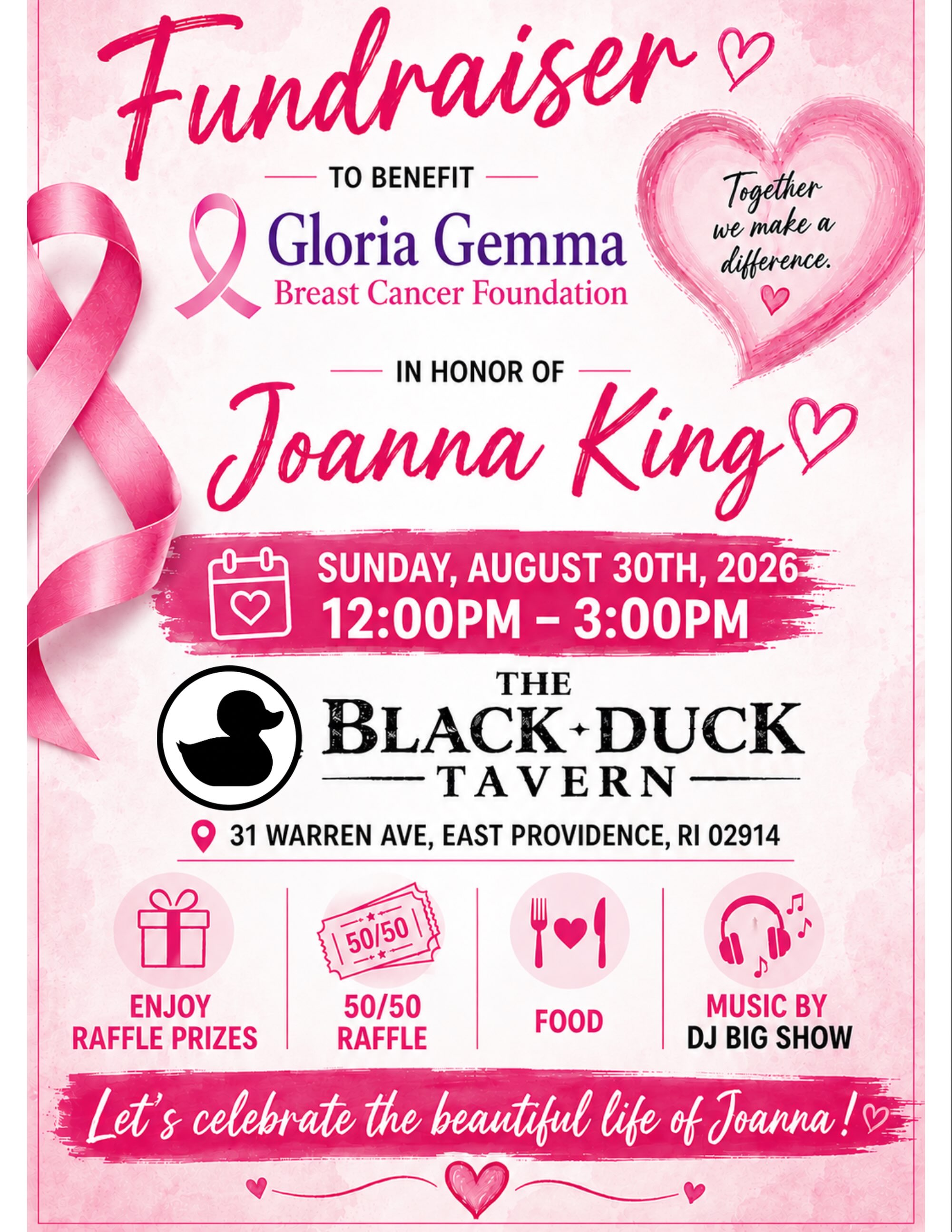 Come down on Sunday and support a great cause.
Opening tomorrow at noon.
Raffles, drinks, food, music and more.
#gloriagemma #blackduck #fundraiser #sunday
