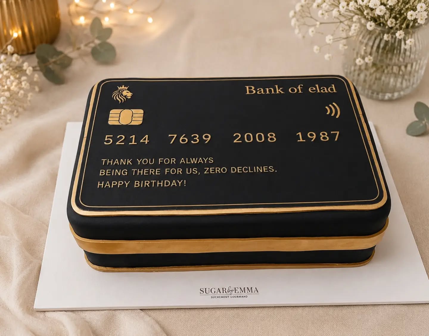 🇫🇷 Une carte bancaire… mais en version gâteau. 🖤✨
Pour un anniversaire, tout est permis 😅
Une carte entièrement personnalisée, du noir, des détails dorés et surtout un petit message qui m’a beaucoup fait rire :
« Thank you for always being there for us, zero declines. » 😂
J’adore quand on me demande de transformer une idée complètement inattendue en gâteau. Et pour le coup, celui-ci ne risque pas d’être refusé au paiement. 😏
🇬🇧 A bank card… but make it cake. 🖤✨
For a birthday, anything goes 😅
A fully personalised design in black and gold, with a message that made me laugh:
“Thank you for always being there for us, zero declines.” 😂
I love turning unexpected ideas into completely custom cakes. And this one definitely won’t get declined. 😏
#CustomCake #BirthdayCake #LuxuryCake #CakeDesignFrance #SugarEventByEmma