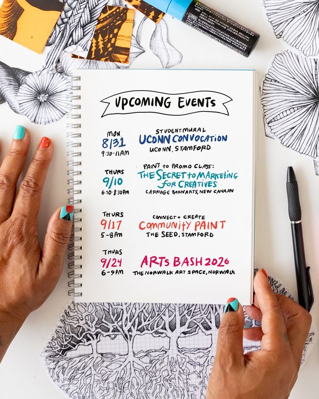 💥UPCOMING CREATIVE EVENTS💥
🎨 8/31 // UConn Convocation
9:30–11 AM | UConn Stamford
💡 9/10 // Paint to Promo: The Secret to Marketing for Creatives
6:30–8:30 PM | Carriage Barn Arts Center, New Canaan
🖌️ 9/17 // Connect + Create: Community Paint
5–8 PM | The Seed, Stamford
✨ 9/24 // ARTS BASH 2026
6–9 PM | The Norwalk Art Space, Norwalk
Hope to see you at one, or all!
📸 @dhpictures
#studio162design #ConnecticutArts #CreativeCommunity #StamfordCT #NorwalkCT #NewCanaanCT