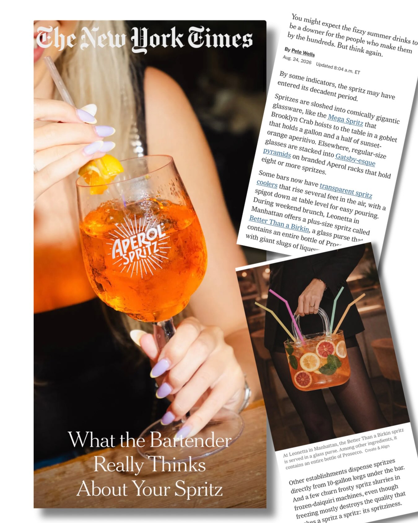 For the @nytimes , @pete_wells explores the continued phenomenon that is the summer spritz, highlighting among other fun offerings around NYC, the Better than a Birkin communal cocktail available exclusively at @leonettanyc . Read the full story at NYTimes.com.