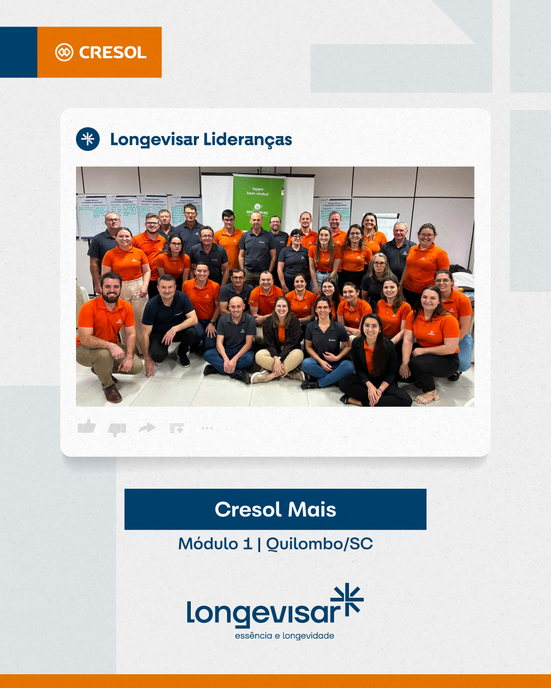 Vivemos intensamente o nosso propósito de fortalecer e estruturar cooperativas que promovem o desenvolvimento dos associados e das comunidades. Com alegria e entusiasmo, compartilhamos alguns momentos ao lado da Cresol Mais.
Este evento proporcionou uma imersão profunda nos pilares da Governança Corporativa: Propriedade Coletiva, Direção Estratégica, Gestão Executiva e Fiscalização e Controle.
Atuar ao lado da administração da cooperativa em um projeto tão importante para o futuro da organização, seus associados e a comunidade em geral é uma honra para nós, da Longevisar!
Parabenizamos e expressamos nossa gratidão ao Conselho de Administração, ao presidente José Dal Zot e à Diretoria Executiva da cooperativa pela liderança neste processo e pela confiança depositada na Longevisar! Vocês tornam este programa de formação possível e inspirador!
. . .
Essência e longevidade. 💎
Especialistas em governança corporativa para sociedades cooperativas. 🤝
📲 WhatsApp: +55 51 9 9825 2161
👉 Contatos no link da bio: https://linktr.ee/longevisar
💻 www.longevisar.com.br
#longevisar #cooperativismo #cooperativas #governança #gestão