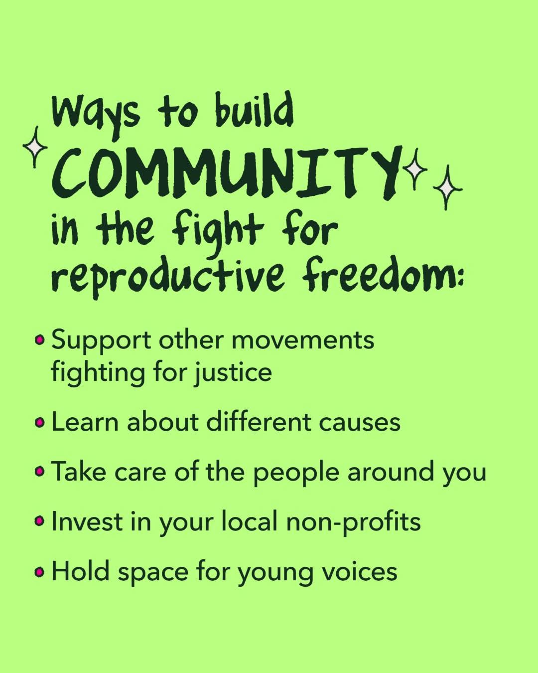 Black and Latino-led organizations founded the Reproductive Justice movement to protect the rights of all communities, especially those marginalized by systemic racism.
Our struggles are connected, and building strong, supportive communities is key to achieving reproductive freedom for all! 💯