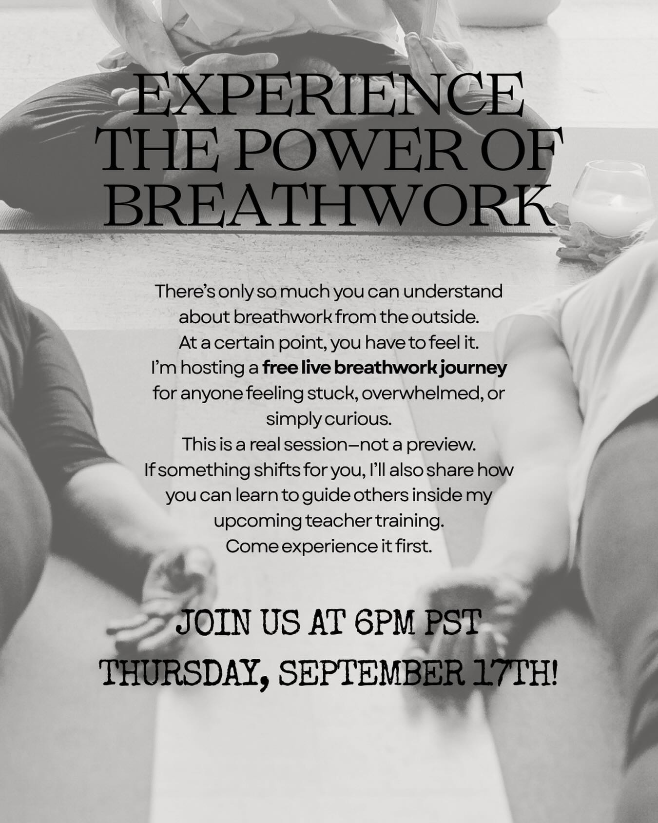 .
JOIN US FROM THE COMFORT OF YOUR HOME!
link to register in my bio š
#breathworkhealing #somaticexperiencing #breathworktraining #somaticpractice #majarebornyoga