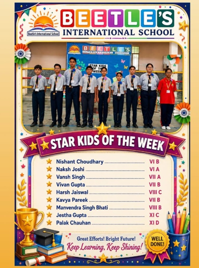 A Quiz Competition is organised every Thursday during the Assembly to enhance the knowledge of our students on a variety of interesting and informative topics.
Today’s quiz was based on National Space Day. The students participated with great enthusiasm and confidently answered the questions. Those who answered correctly were appreciated and rewarded with star-shaped badges as a token of encouragement.
The activity was an engaging way to foster curiosity, enhance general knowledge, and inspire students to learn more about the fascinating world of space.
#National_space_day ,#chandrayaan_3 , #successfull_landing_chandryan_3