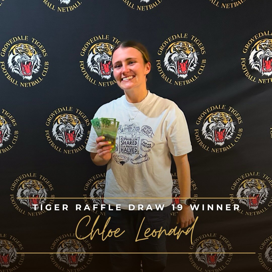 And that’s a wrap on the Tiger Raffle for 2026!
We finished with two lucky winners — congratulations to Chloe Leonard and Brady Ferguson, who have both scored themselves $500!
A big thank you to everyone who bought a ticket and supported the club throughout the year. We really appreciate it💛🖤