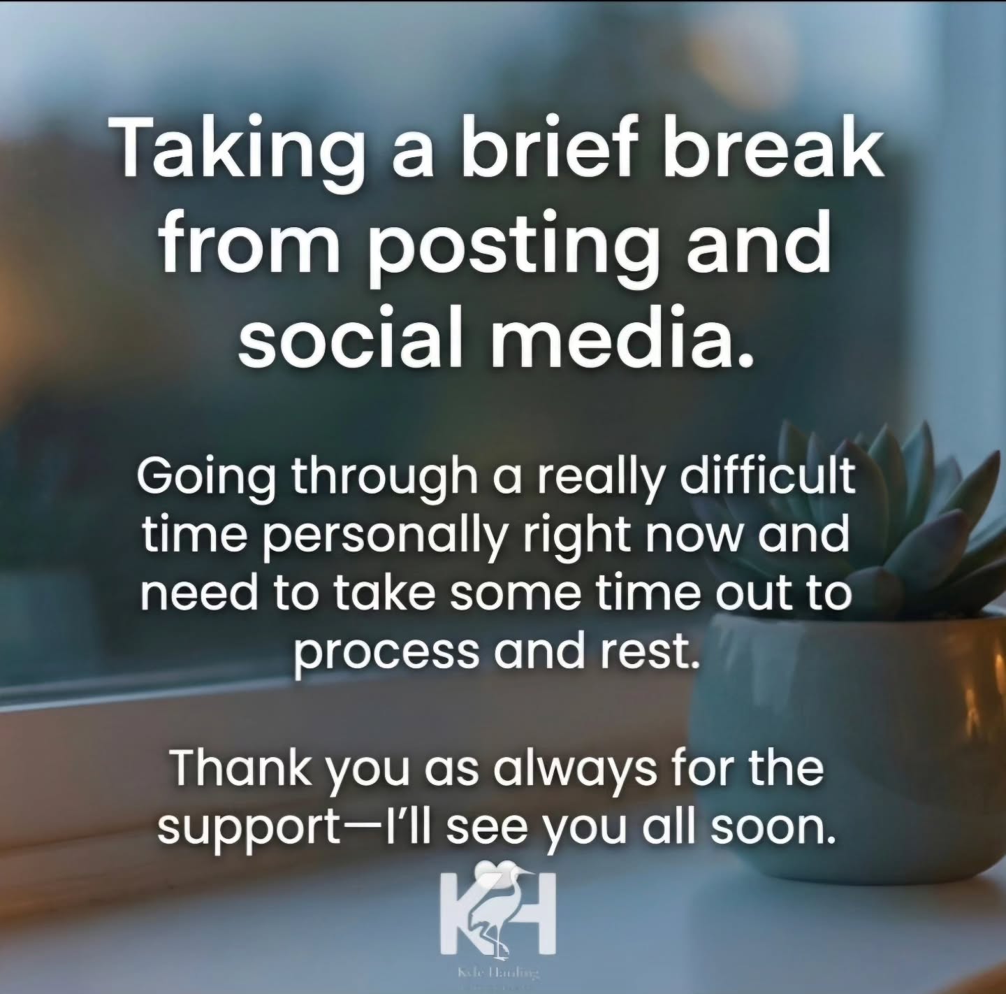 Taking a brief break from posting and social media. Going through a really difficult time personally right now and need to take some time out to process and rest. Thank you as always for the support—I’ll see you all soon. #break
