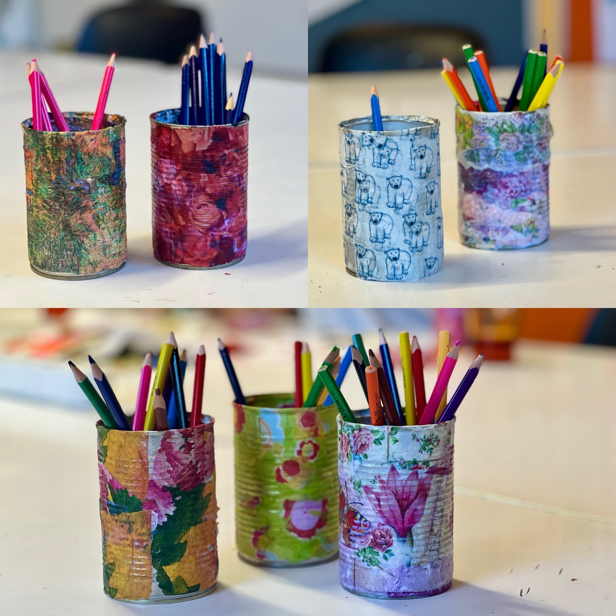 Nogen af de fine blyantholdere vi lavede på kreaholdet i går:) Nu vil jeg hellere ikke spise flere kikærter denne uge!! #kunstkompas #børnekrea #penholder