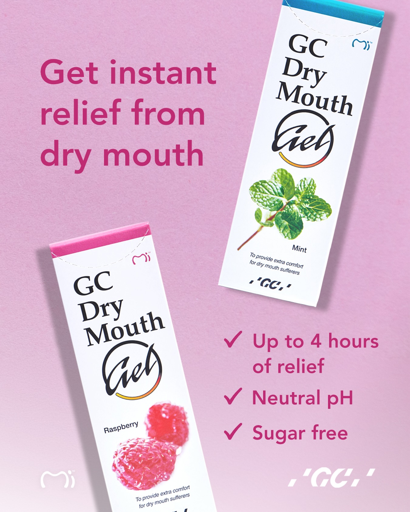 GC Dry Mouth Gel provides immediate comfort from dry mouth symptoms with its neutral pH, sugar-free formula, giving up to 4 hours of relief 💧