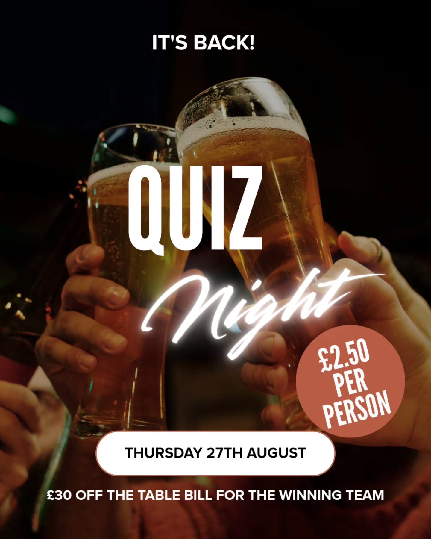 It's been a busy summer but we are back this week with not one but two events 🥳
Weds 26th Open Mic with Marco
Thu 27th Quiz Night
☎️ or 📧 to book a table