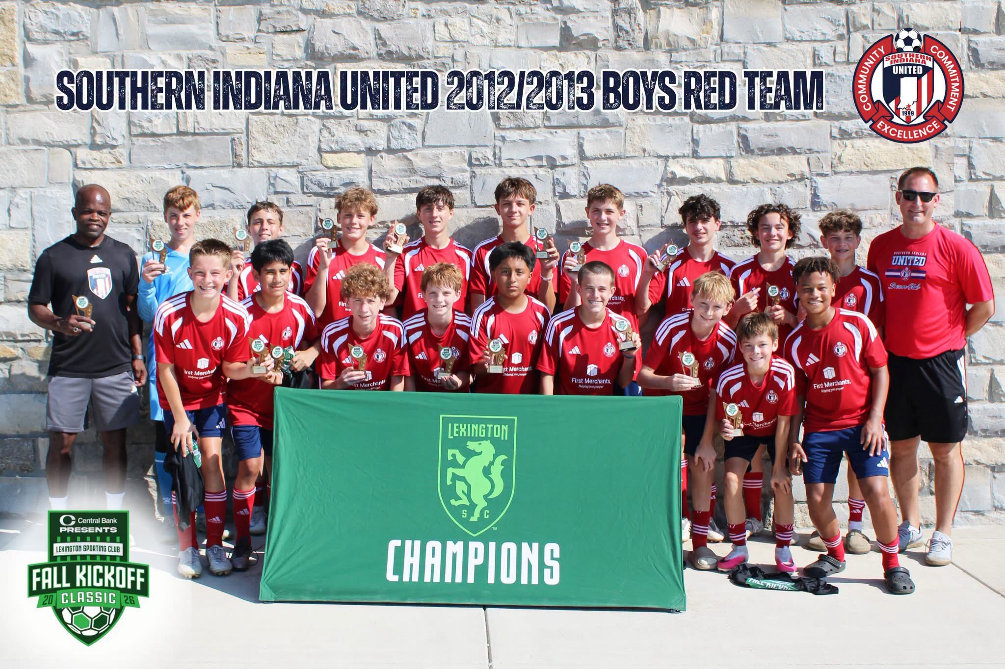 🏆 CHAMPIONS! 🏆
Congratulations to our 2012/2013 Boys Red Team and Coach Marlon on an incredible tournament weekend at the Lexington Sporting Club 2026 Fall Kickoff Classic in Lexington, KY!
The boys competed in the Top Division and came out on top, going 3-0 and winning the final game! 🔥⚽️
What a way to kick off the fall season! We are so proud of this team and all the hard work, determination, and teamwork they showed on the field.
👏 Congratulations, boys and Coach Marlon!
🏆 TOURNAMENT CHAMPIONS!
Way to represent SIU!