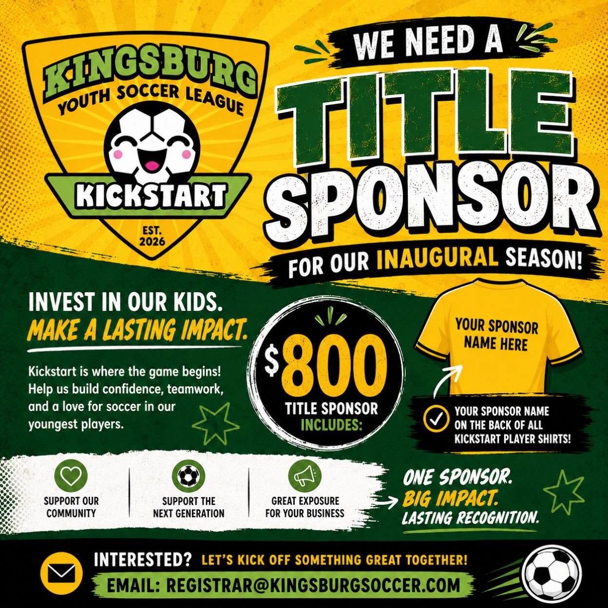 We are looking for a title sponsor for our Kickstart league!