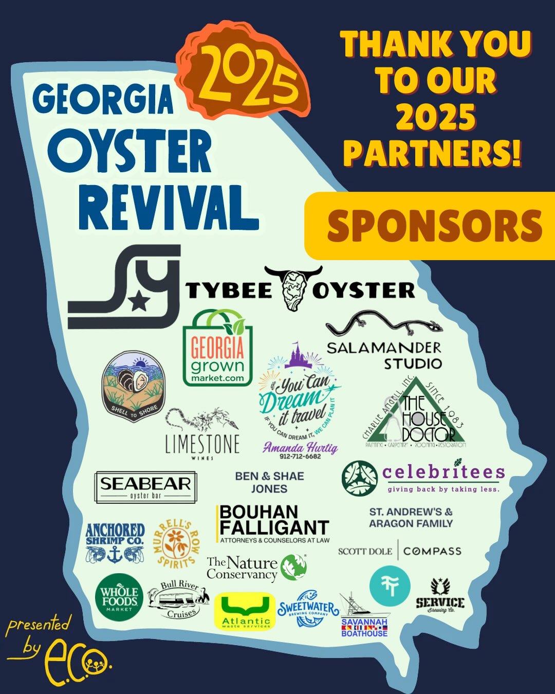 Throwing it back to the 2025 Georgia Oyster Revival!🥂🦪
As we get ready for this year’s festivities, we’re taking a moment to look back with so much gratitude for the incredible community that made last year’s Georgia Oyster Revival possible.
A heartfelt thank you to our 2025 sponsors for believing in ECO’s mission and investing in the future of Georgia’s coast. Your generosity helped make experiential learning, education, accessibility, and opportunity possible for students and educators across our coastal communities. 💙
A very special thank you to @starlandyard for being such an incredible host and for helping us grow this amazing event over the past two years — and again this year! We are beyond grateful for your continued support and partnership.
Our sponsors don’t just support an event, they help shape the future of Georgia’s coast. Together, we’re creating meaningful experiences, connecting young people to their coast, and inspiring the next generation to protect the places we all love. 🌊
To every sponsor who supported us in 2025, we thank you.
And if you’d like to be part of this year’s impact, sponsorship opportunities are still available for the 2026 Georgia Oyster Revival on November 8th, 2026! Click the link in our bio🥳
Join us in investing in coastal education and helping create a brighter future for Georgia’s coast.☀️