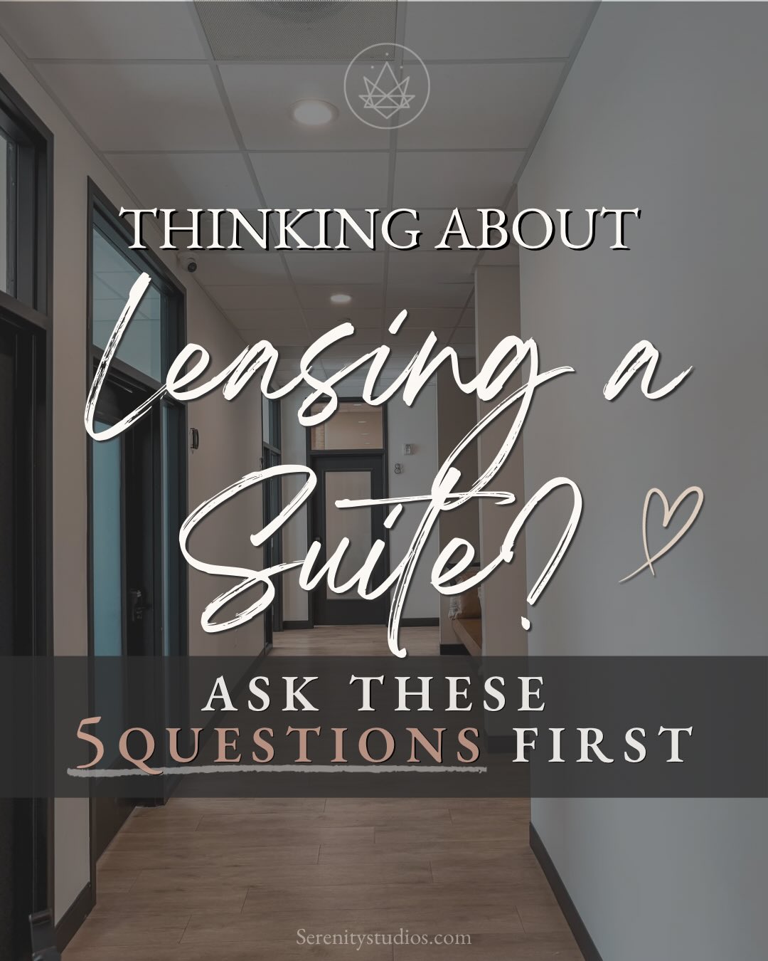 5 Questions to Ask Before Signing a Suite Lease. Don’t skip #3. 👀
Is the space truly private?
Not all suites are created equal. Some studios use partial walls, shared stations, or open floor plans that feel more like a booth rental than your own business.
Look for a fully enclosed, lockable suite - one where you control who comes in and when.
What’s actually included in the rent?
Always ask for the full breakdown. Some studios advertise a low base rate and then add on utilities, WiFi, parking, and amenity fees separately.
You want one clear number with no surprises on move-in day.
How flexible is the lease?
Your business will grow and change. A rigid long-term contract can trap you in a space that no longer fits.
Ask about month-to-month options, suite upgrade paths, and what happens if your situation changes.
What does the community actually look like?
The professionals around you matter more than you think. A supportive, collaborative community makes a real difference in how much you enjoy showing up every day.
Ask if you can tour during business hours and get a feel for the energy before you sign anything.
Is there support for making the transition?
Going independent is a big leap. Some studios offer resources to help you get started - others hand you a key and wish you luck.
Look for a studio that’s invested in your success, not just your monthly payment.
At Serenity Studios, we think you deserve honest answers to all of these.
Private, fully-equipped suites. Transparent pricing. Flexible leases. A community that actually shows up for each other.
Visit serenitystudiosut.com to see it for yourself.