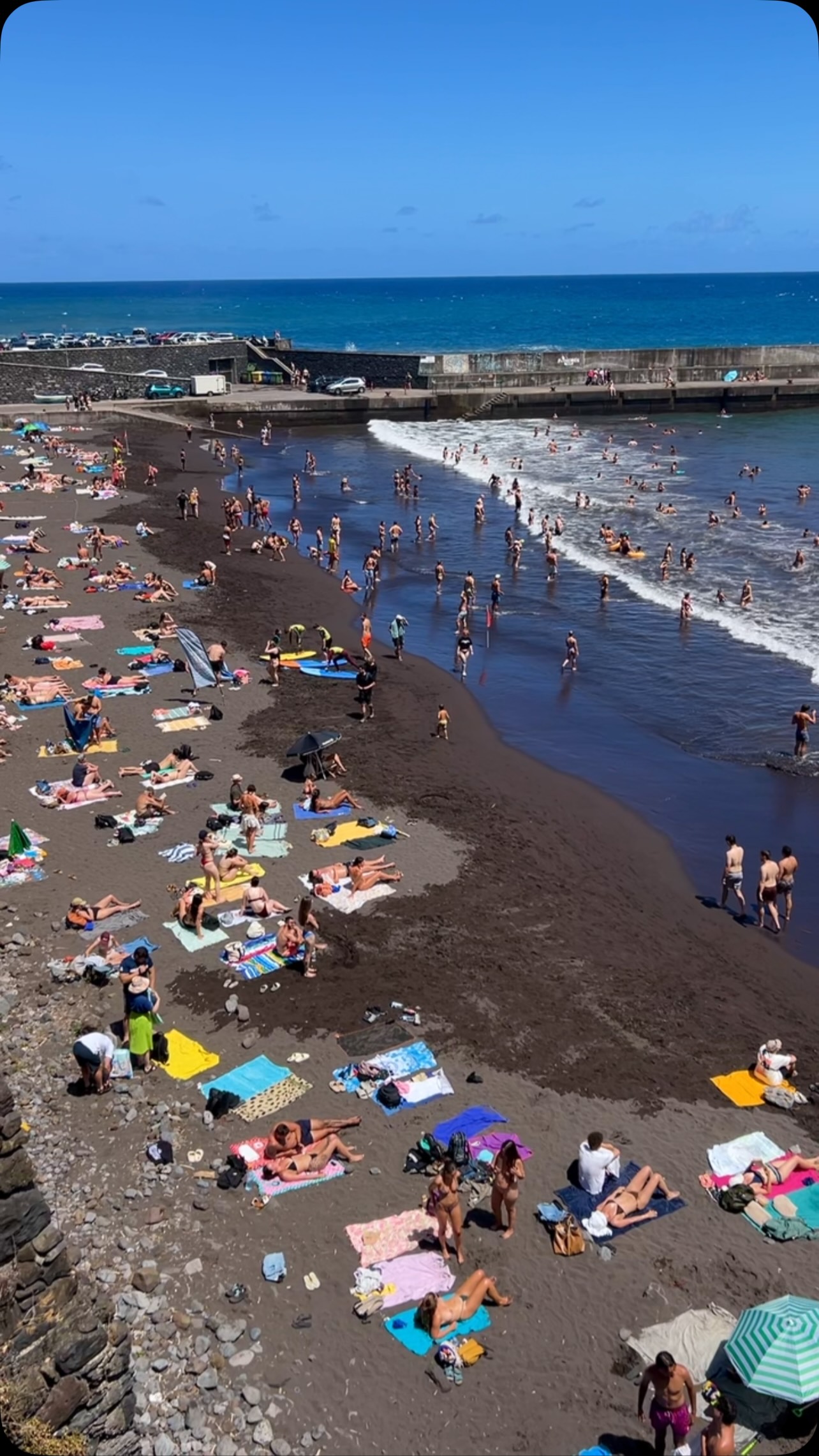The Black Sand Beach in Seixal is a very popular beach for tourists. I enjoyed people watching and listening today. I especially loved how carefree, happy and friendly people were from all over the globe. Made me feel so refreshing to be away from North American politics. Just people being people.