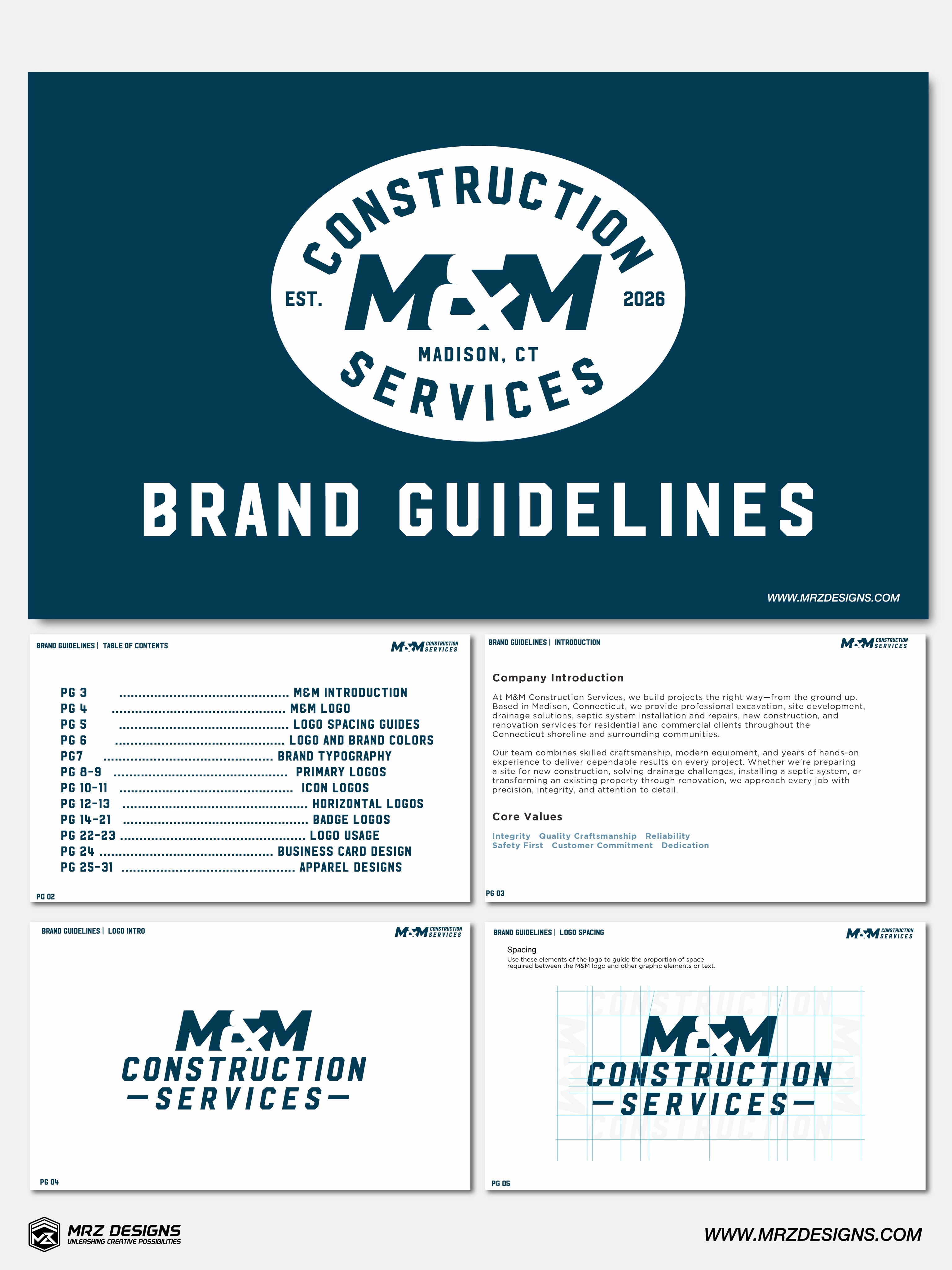 If you’re in the construction industry and want to stand out from your competitors, your work can’t be the only thing doing the talking. Your brand needs to put in the work too. 🚧
@mandmconstructionct
Another look at the new brand identity package for M&M Construction Services — designed to give the company a strong, established, professional look that represents the quality of work they bring to every job.
We developed a complete responsive construction logo system, including primary logos, secondary marks, badge logos, and brand elements that can work across trucks, equipment, apparel, jobsite signs, social media, print materials, and their website.
Because contractor branding isn’t just about having a cool logo.
It’s about building recognition.
It’s about looking professional before you ever step onto the jobsite.
And it’s about giving potential customers a reason to remember your company instead of the contractor down the road.
You already put in the work to build your business. Put that same effort into building the brand it deserves.
If your construction company has outgrown its current logo or branding, it might be time to build something that matches where your business is headed.
📩 DM “BRAND” to MRZ Designs to get started.
#MRZDesigns #ContractorBranding #ConstructionBranding #ConstructionLogo #ConstructionLogoDesign