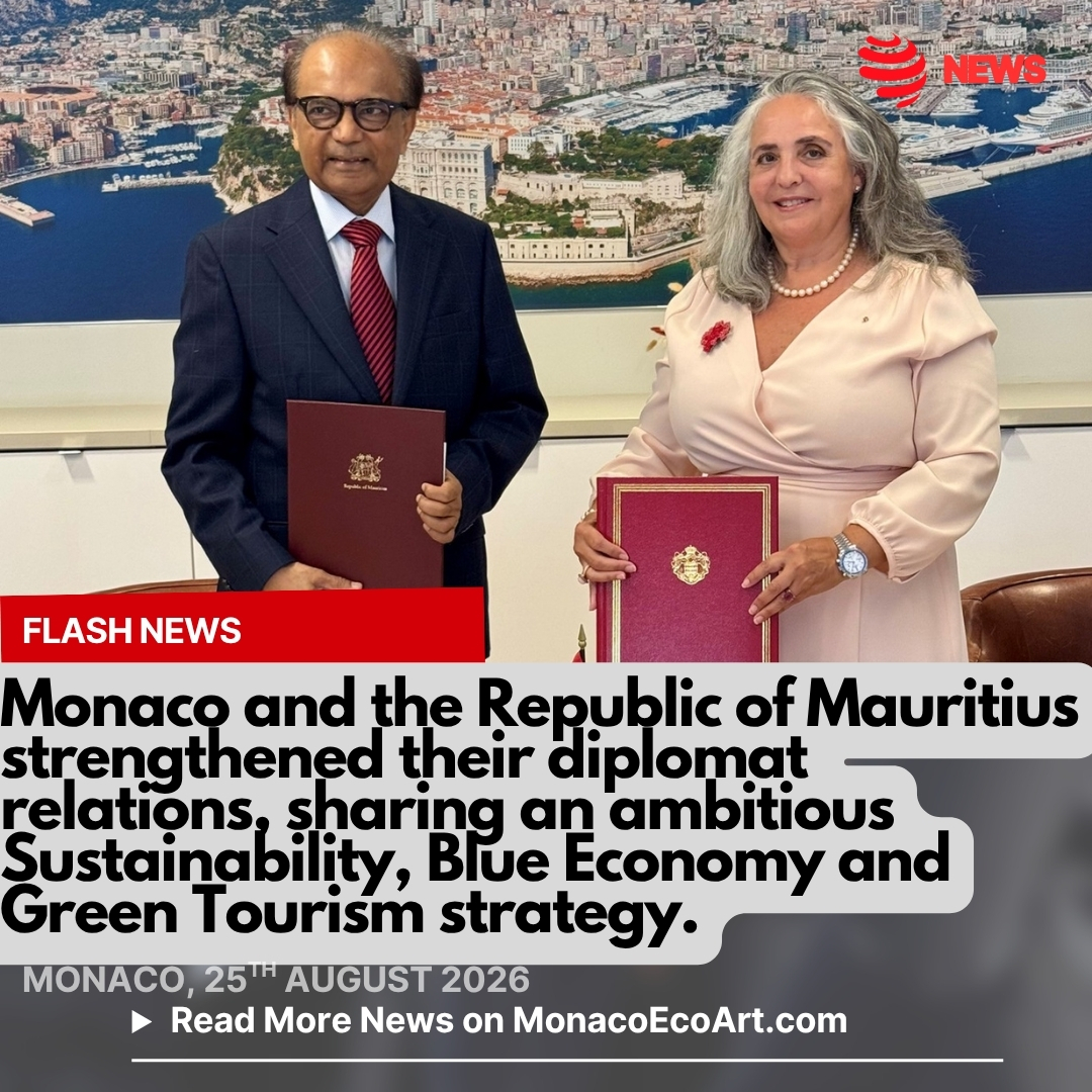 @mo.eco_art MonacoEcoArt.com #flash #news #diplomacy #sustainable #tourism #monaco #Mauritius 🇲🇨🇲🇺 On the 25th August 2026, Monaco and the Republic of Mauritius strenghtened their diplomatic #relations through the signing of a joint communiqué by their Permanent Representatives to the United Nations in New York, H.E. Isabelle Picco and H.E. Milan J. N. MEETARBHAN: this small #island at the heart of the Indian Ocean has been developing an ambitious #strategy of #sustainable #development 🌿🌊♻️ The Republic of Mauritius, as a Small Island Develoing State (SIDS), is building a #lowemission, #climateresilient #economy by targeting a 40% reduction in greenhouse gas emissions and a transition to 60% renewable energy, while integrating its environmental, economic, and #social #goals into a unified roadmap, through key contacts, notably the UN Partnership for Action on Green Economy - PAGE – and the World Bank’s Country Climate and Development Report Mauritius with the aim to turning climate #vulnerability into an engine for sustainable professional opportunities This approach reflects Monaco’s long-standing commitment to sustainable economic growth, ocean protection, and cooperation in environmental protection, tourism, and education: objectives that are shared by Mauritius commited to powering green energy, implementing #circular economy, riorienting #tourism and Blue Economy, Climate Adaptation, and Social Inclusion 📸 © @gvt_monaco @mauritius - Layout and Contents by: © MonacoEcoArt.com