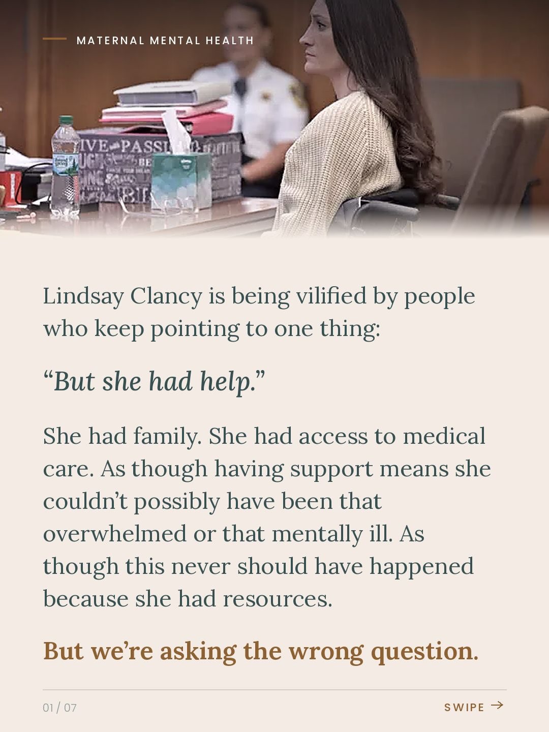 We tell struggling mothers to *“ask for help.”*
Lindsay Clancy did. Again and again.
Having access to help and receiving the right help are not the same thing.
Maybe instead of asking what Lindsay should have done differently, we need to ask how someone actively seeking help was allowed to become this sick.
*We need to do better for women.*
#LindsayClancy #LindsayClancyTrial #PostpartumPsychosis #PostpartumDepression #MaternalMentalHealth